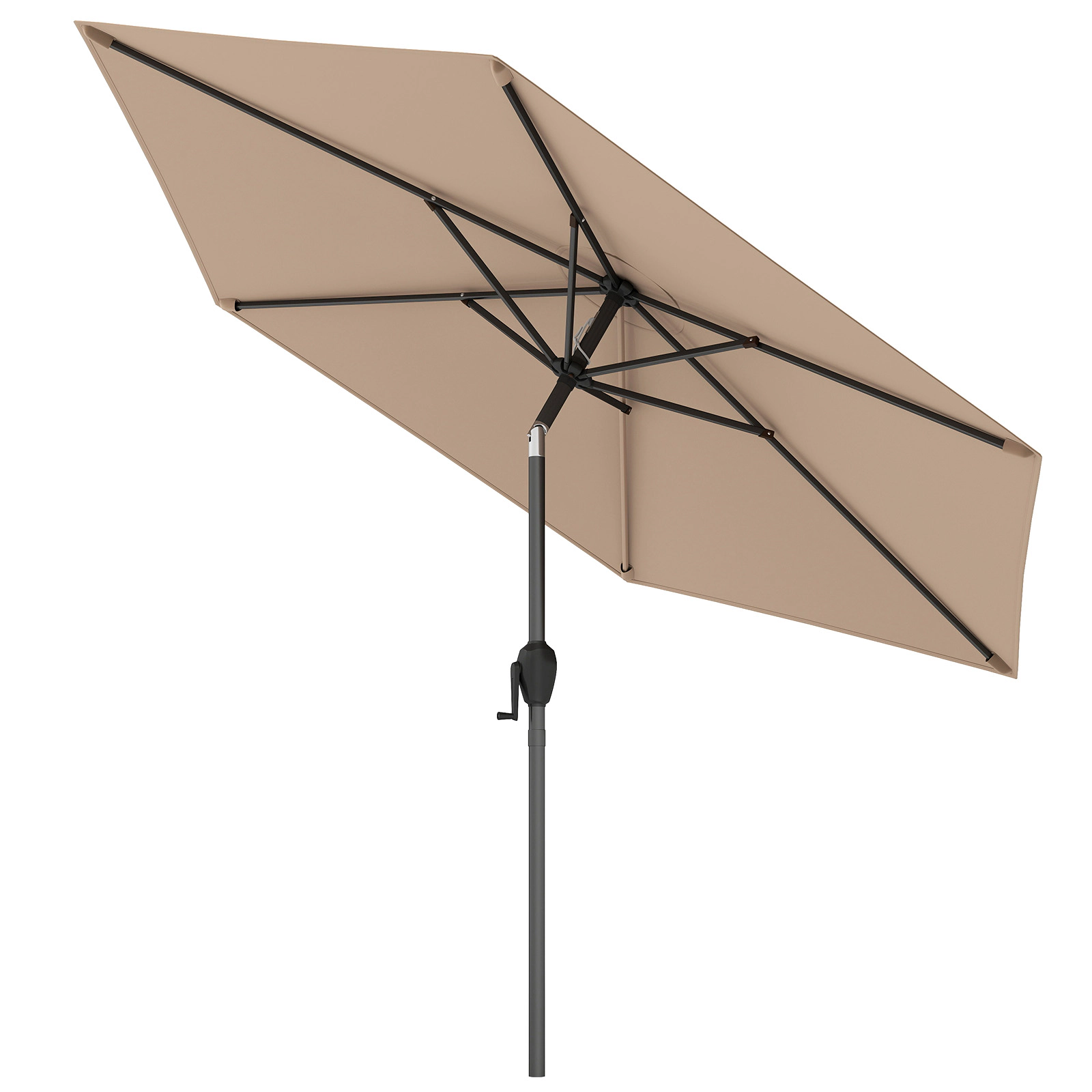SUGIFT 7.5-ft Outdoor Patio Heavy Duty Market Umbrella with Crank Lift Push Button Tilt and Air Vent Tan