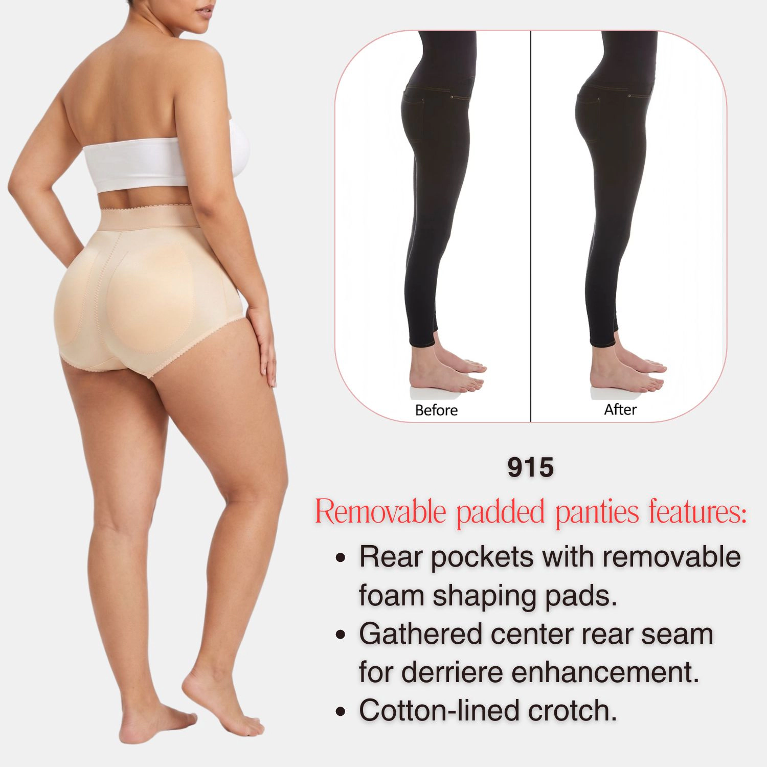 Rago High Waist Padded Panty | Light Control Shaping Brief Style 915