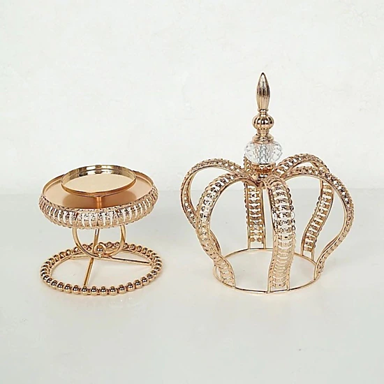 Home Collection Gold Metal Crown Spiral Pillar Candle Holder Stand