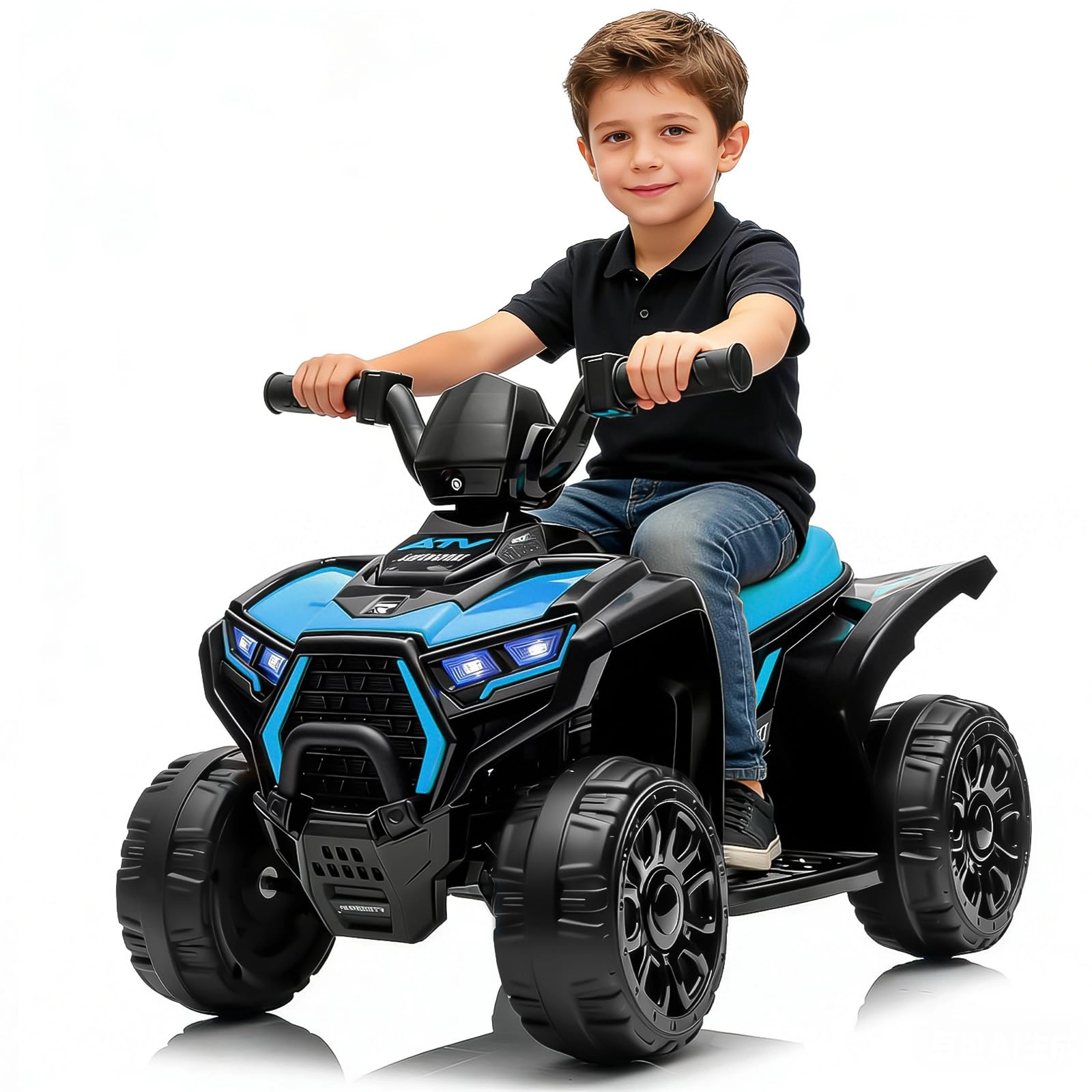 6V Kids Ride On ATV Quad with LED Lights & Music, 4-Wheeler Electric Toy for Toddlers Ages 3-6