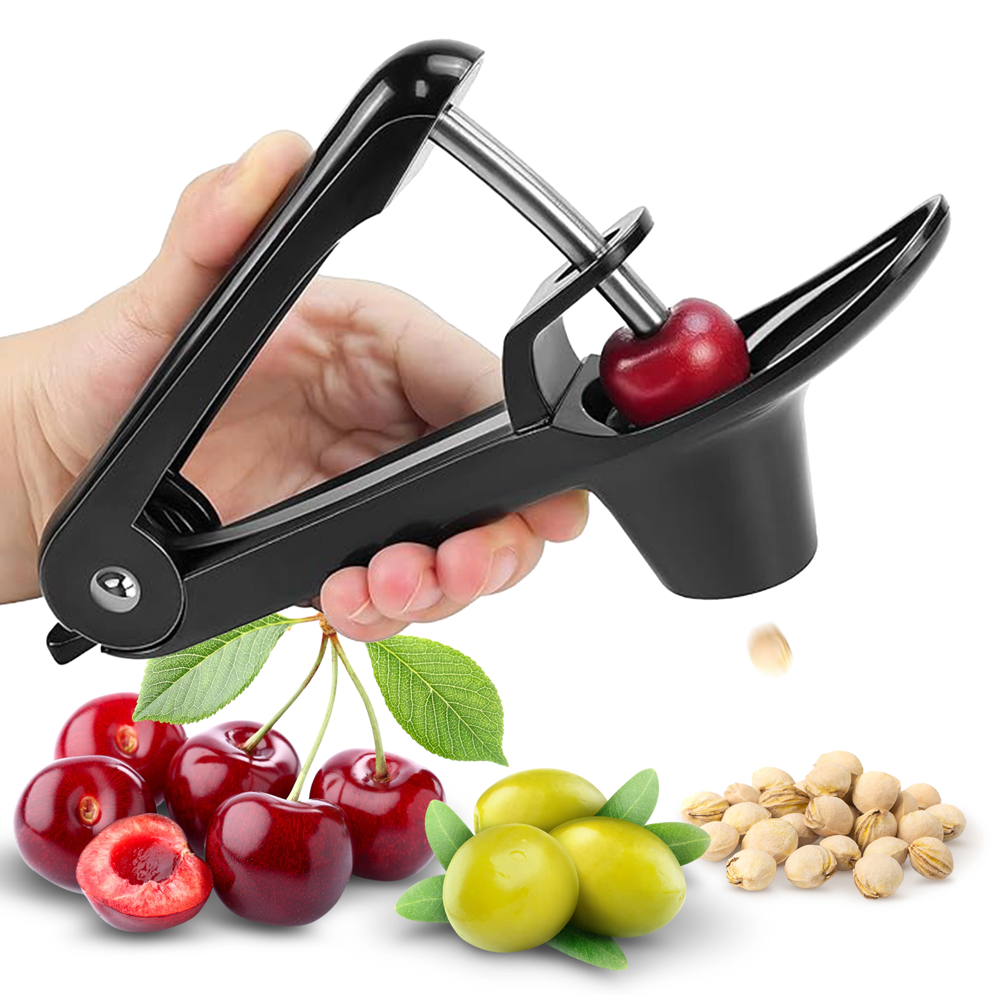 Cheer Collection Cherry and Olive Pitter with One-Handed Press