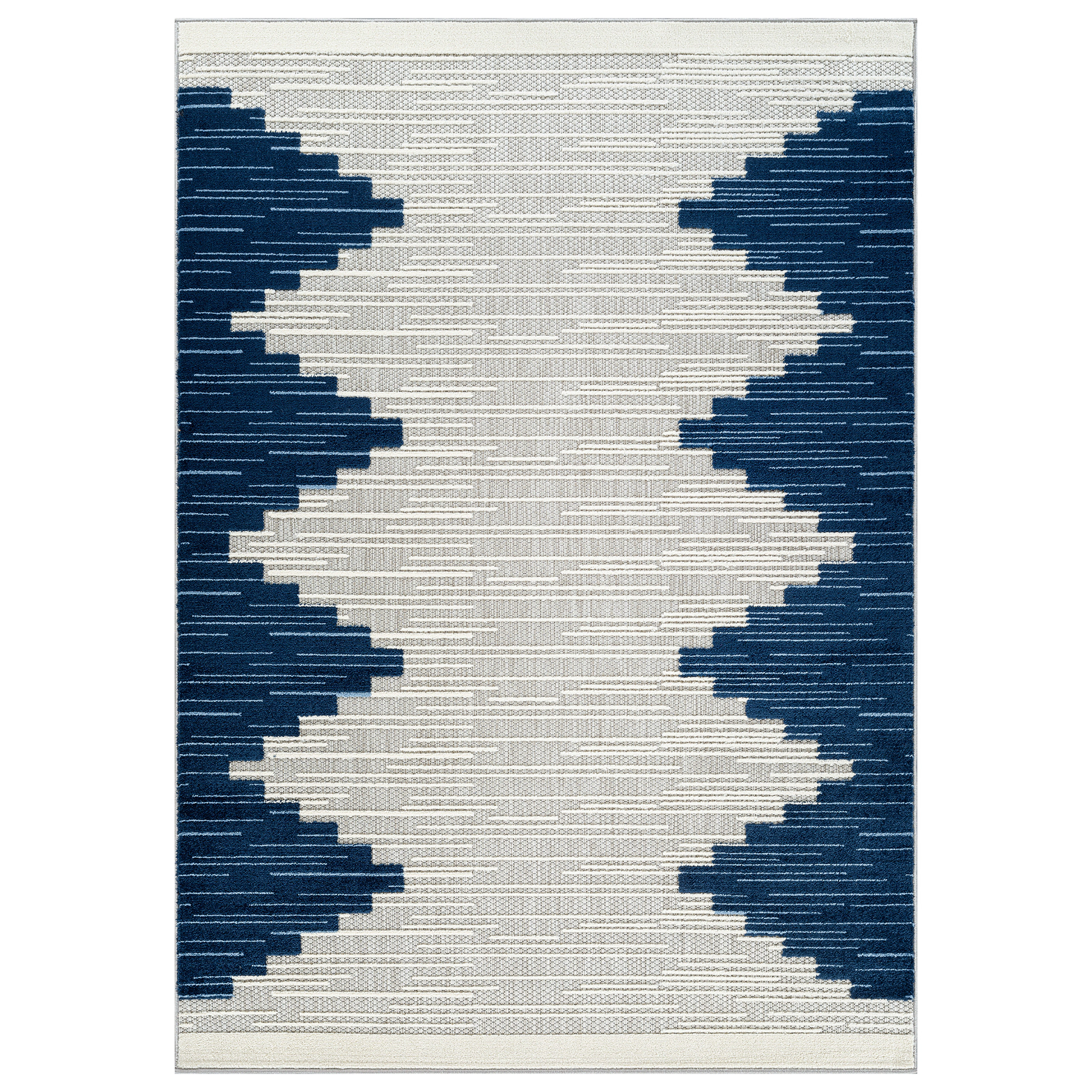 World Rug Gallery Indoor/Outdoor High-Low Textured Area Rug, Geometric, Easy-Clean Patio