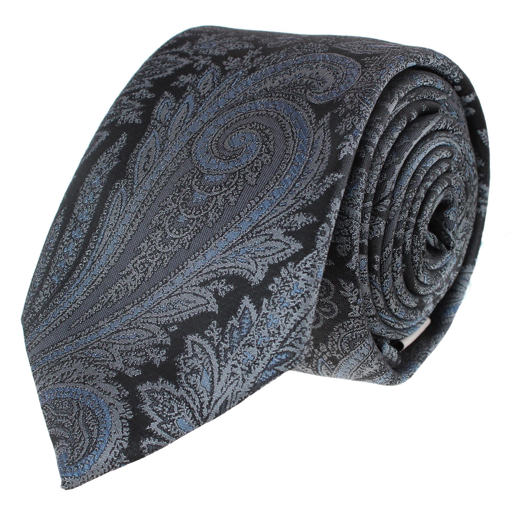 Essentials by Trafalgar Paisley Patterned Necktie and Solid Pocket Square Set