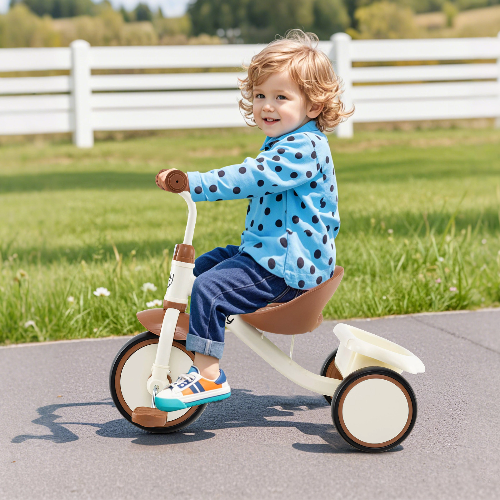 SUGIFT Adjustable Seat and Storage Basket Ages 3-5 Toddler Tricycle Kids Trike