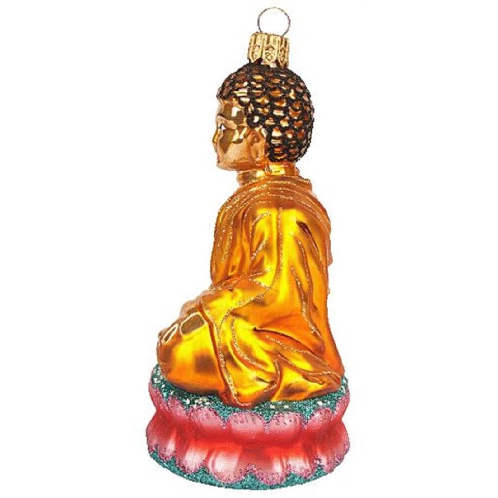 Pinnacle Peak Trading Company Seated Buddha Polish Glass Christmas Tree Ornament Religious Buddhism Decoration