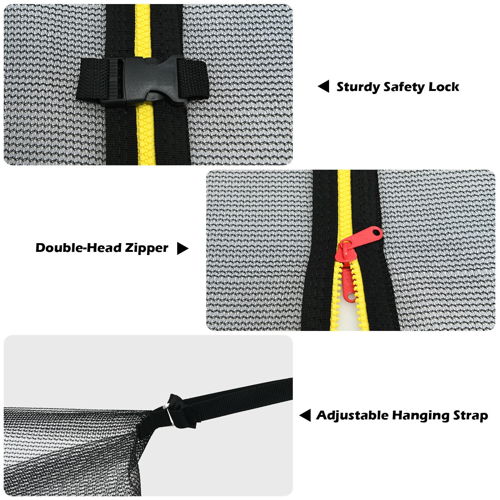 Hivvago 12Ft Replacement Weather-Resistant Trampoline Safety Enclosure Net