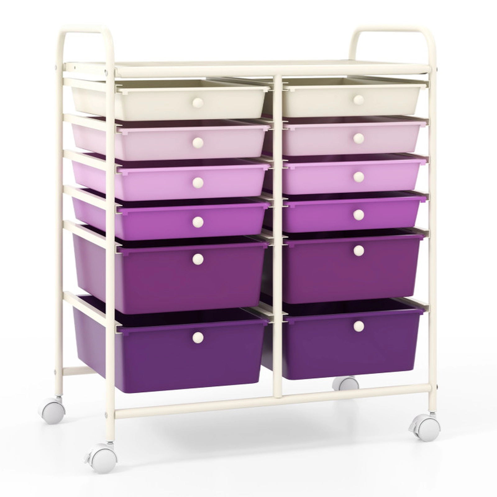 SUGIFT 12-Drawer Rolling Storage Cart with Removable Drawers and Lockable Wheels Black Multicolor White