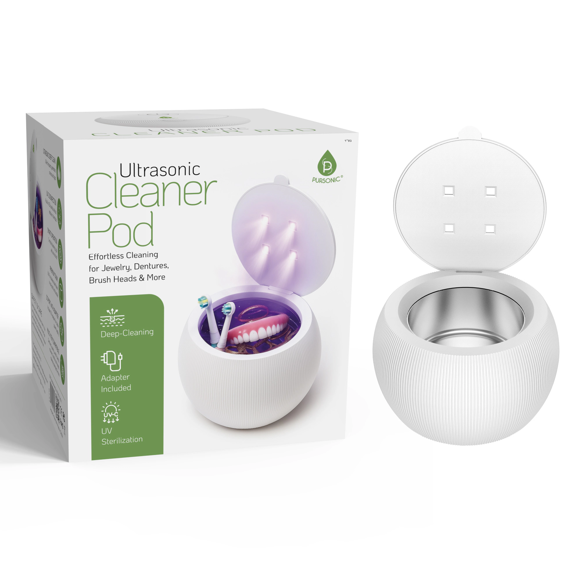 Pursonic Unisex Ultrasonic Cleaner Pod – UV Sterilization & Deep Cleaning Device