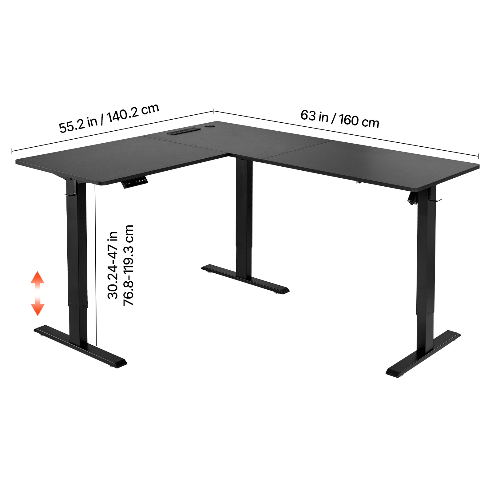 HONGGE L Shaped Desk, Electric Adjustable Height Corner Gaming Desk with Dual Hooks