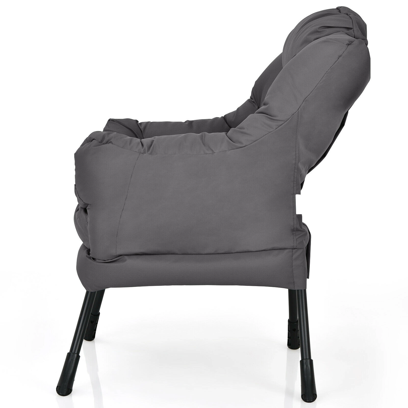 SUGIFT Modern Polyester Fabric Lazy Chair Single Sofa with Steel Frame 330-Lb Capacity Gray