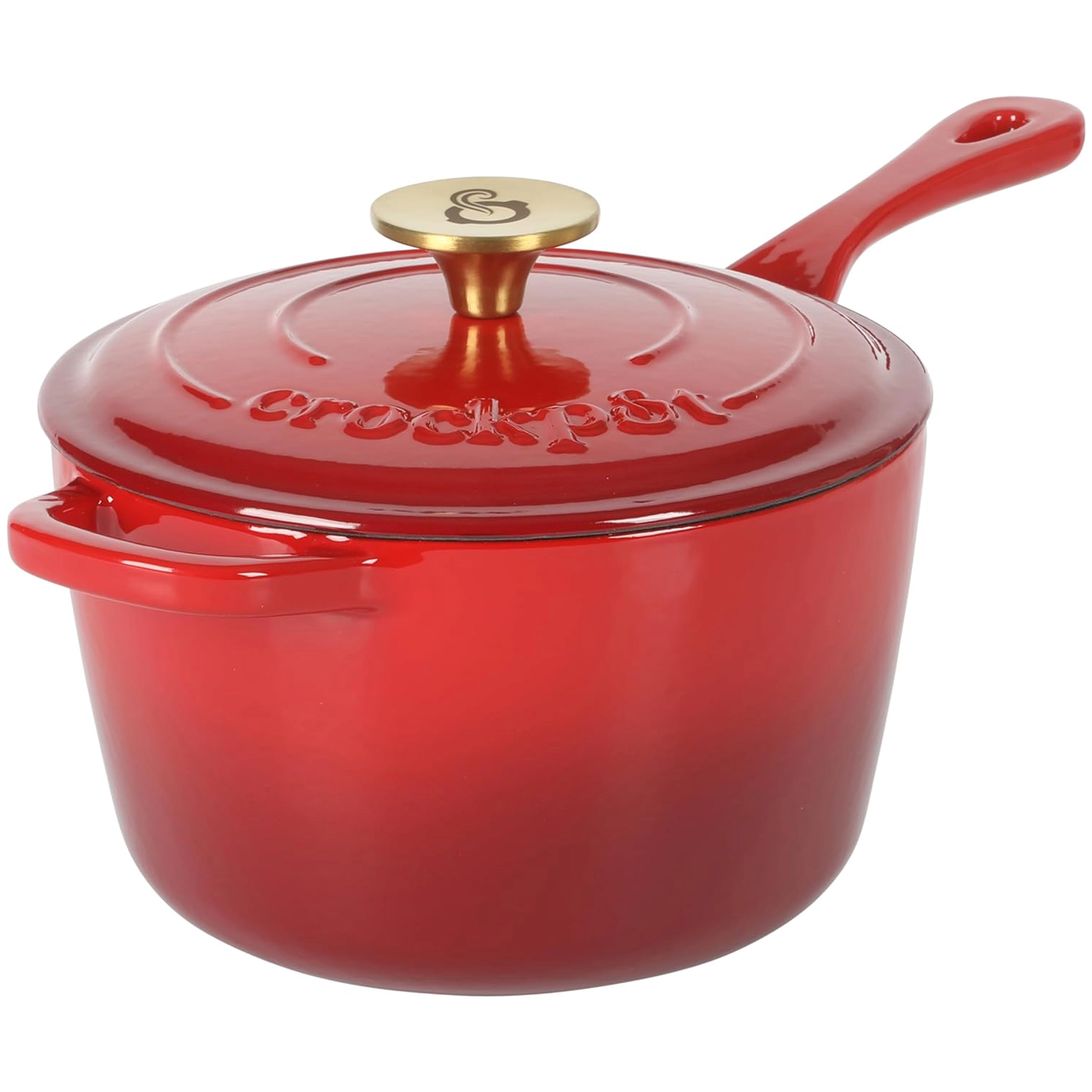 Crock-Pot Artisan 3 Quart Enameled Cast Iron Saucepan with Lid Teal and Silver