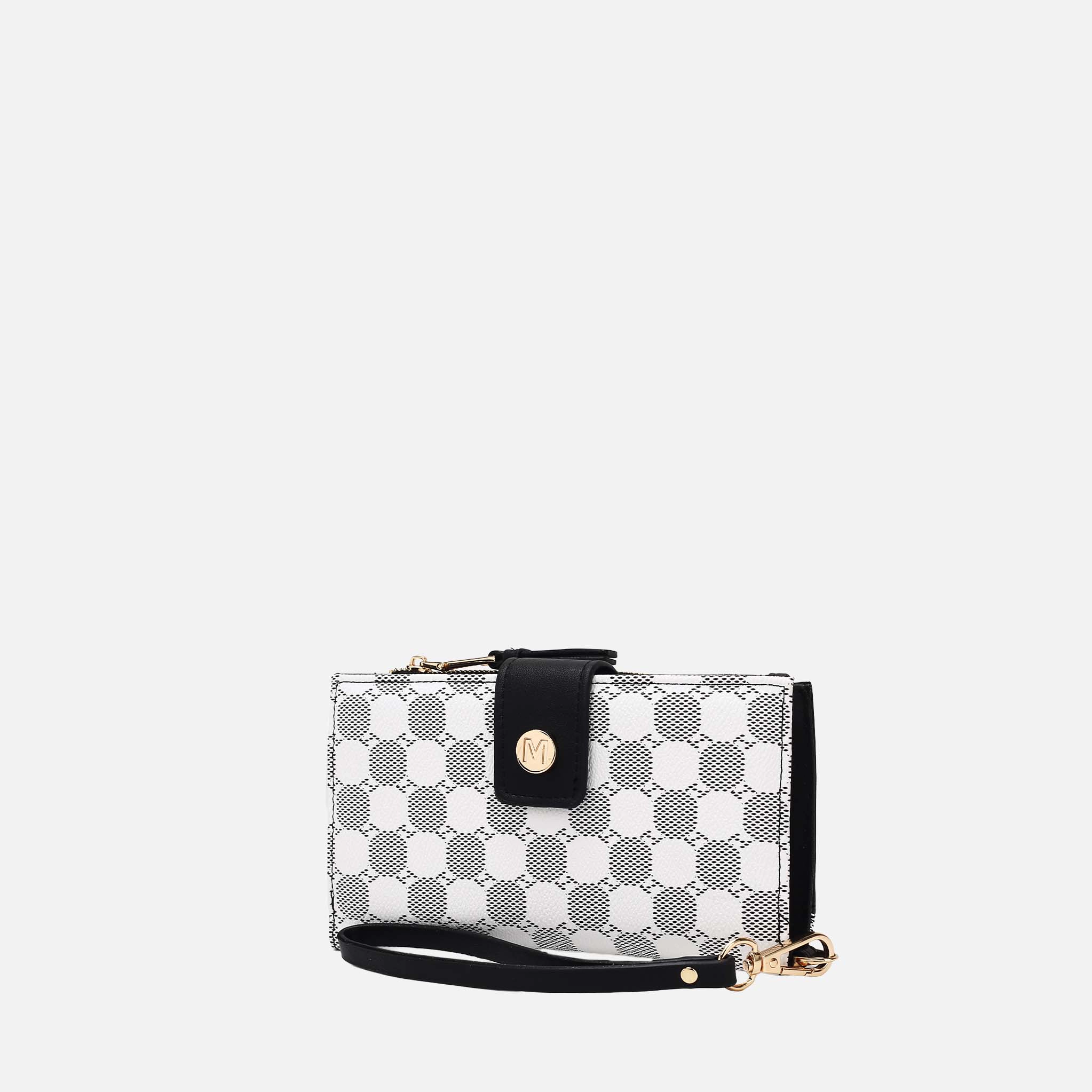 Mia K Collection Solene Circular Print Vegan Leather Wristlet Wallet, Detachable
