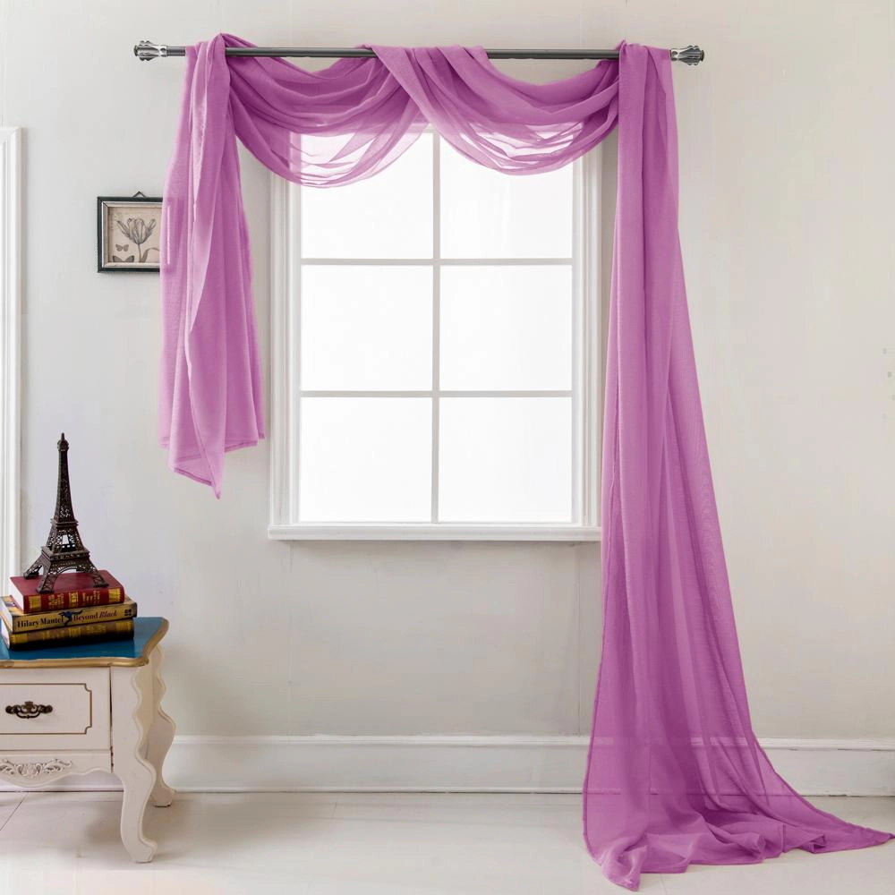 Olivia Gray Celine Decorative Sheer Curtain Scarf for Bedroom Kitchen Living Room Dining Room 55 x 216 Lilac