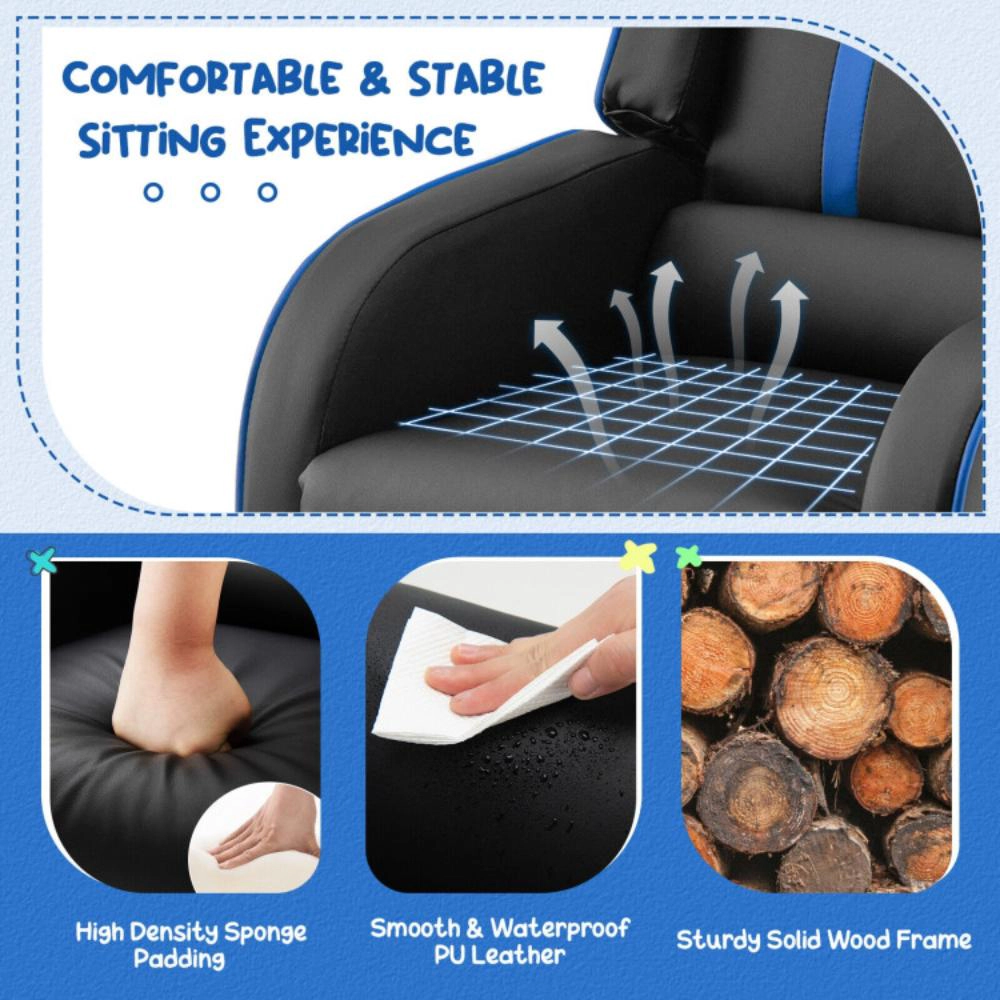 Hivvago Kids Recliner Chair With Side Pockets And Footrest