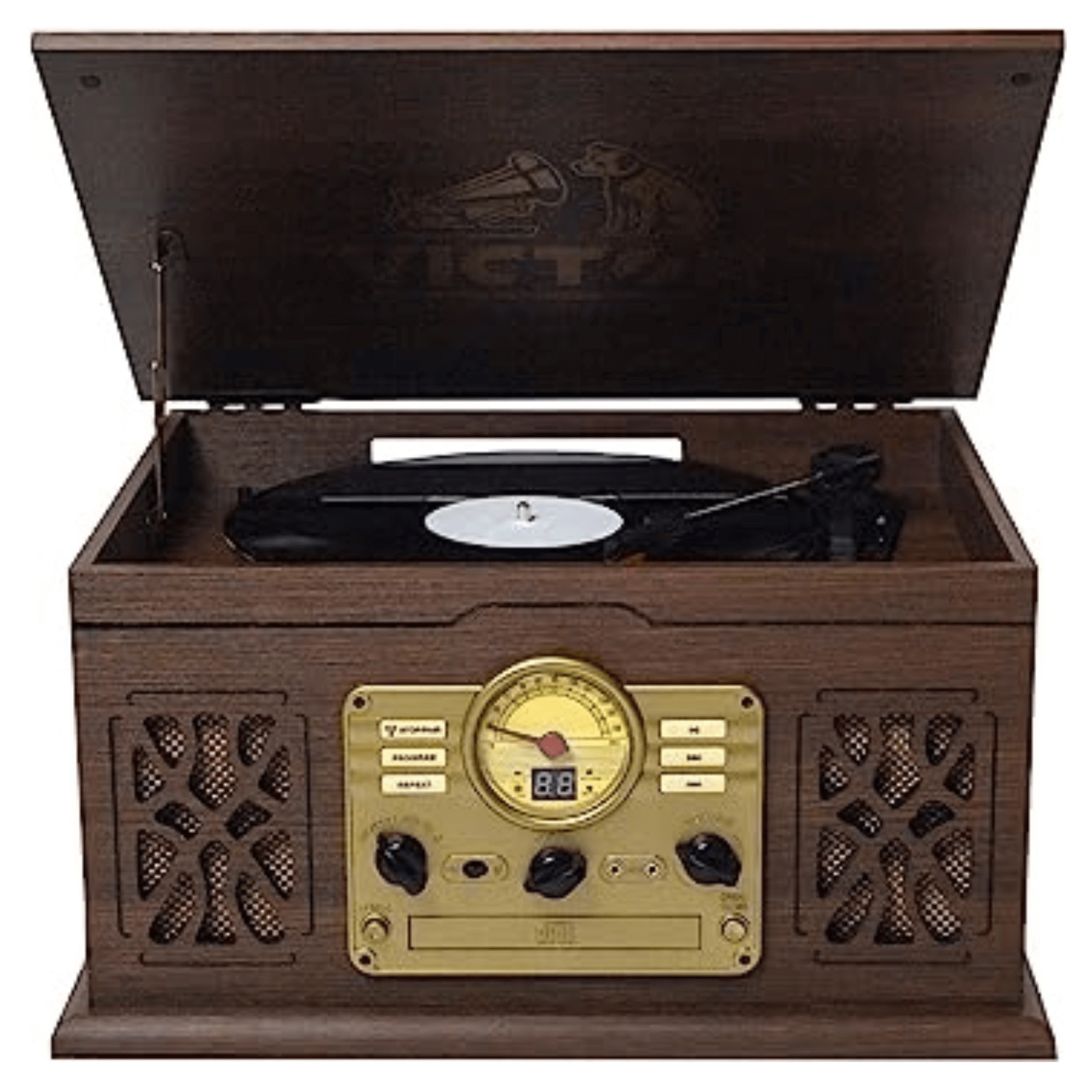 Victor State 7-in-1 Wood Music Center with 3-Speed Turntable