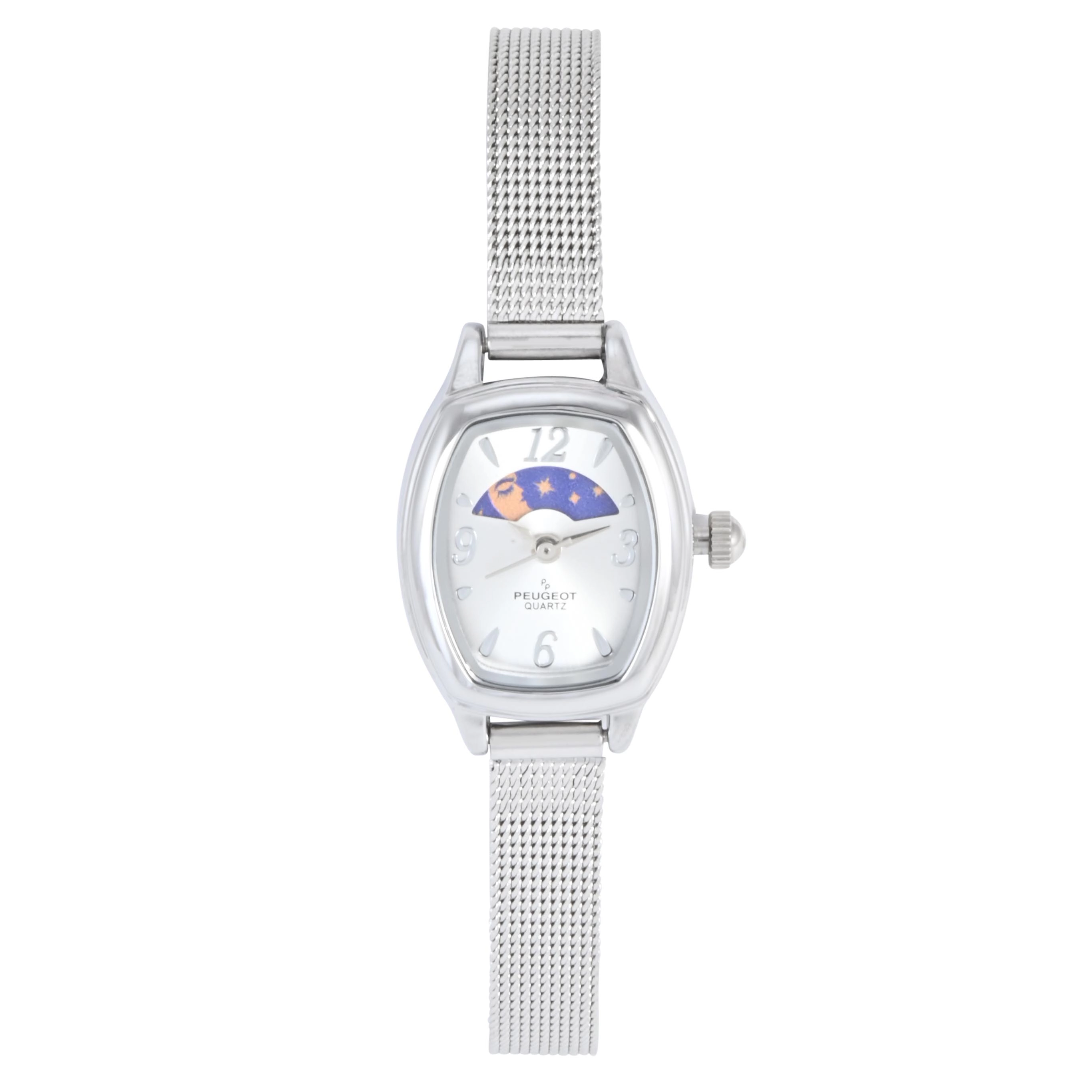 Peugeot Women's Silver Dial Sun Moon Watch 30x20mm Mesh Bracelet