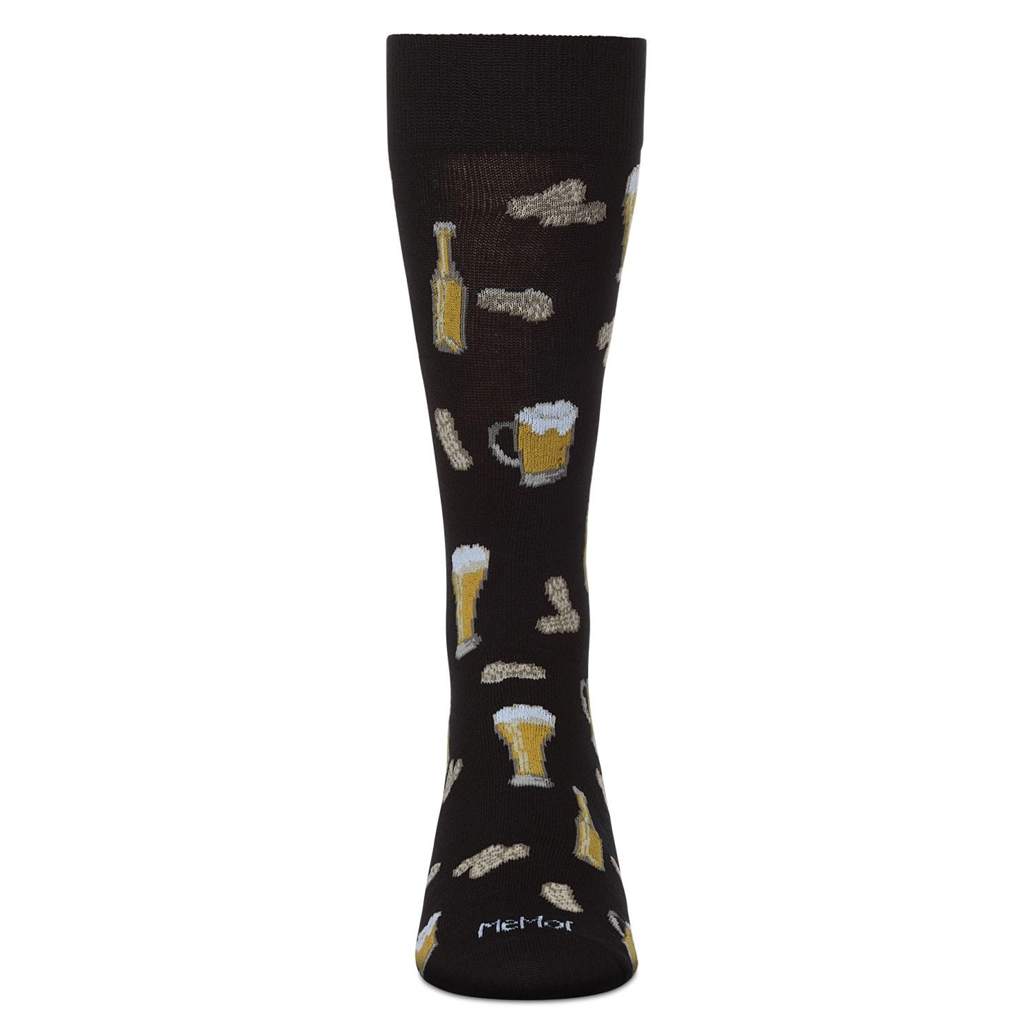 MeMoi Happy Hour Beer and Peanuts Bamboo Blend Men's Crew Socks
