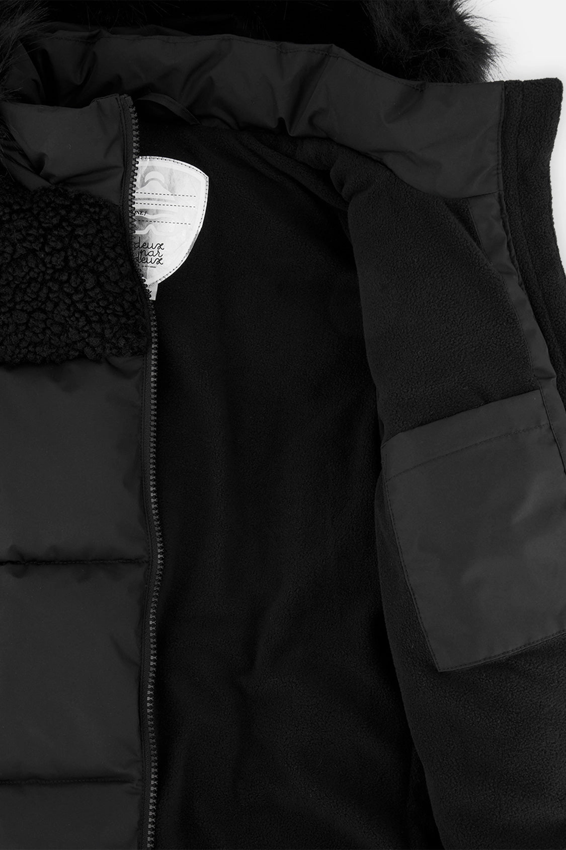 Deux par Girls Two-Tone Quilted Sherpa Long Winter Puffer Coat