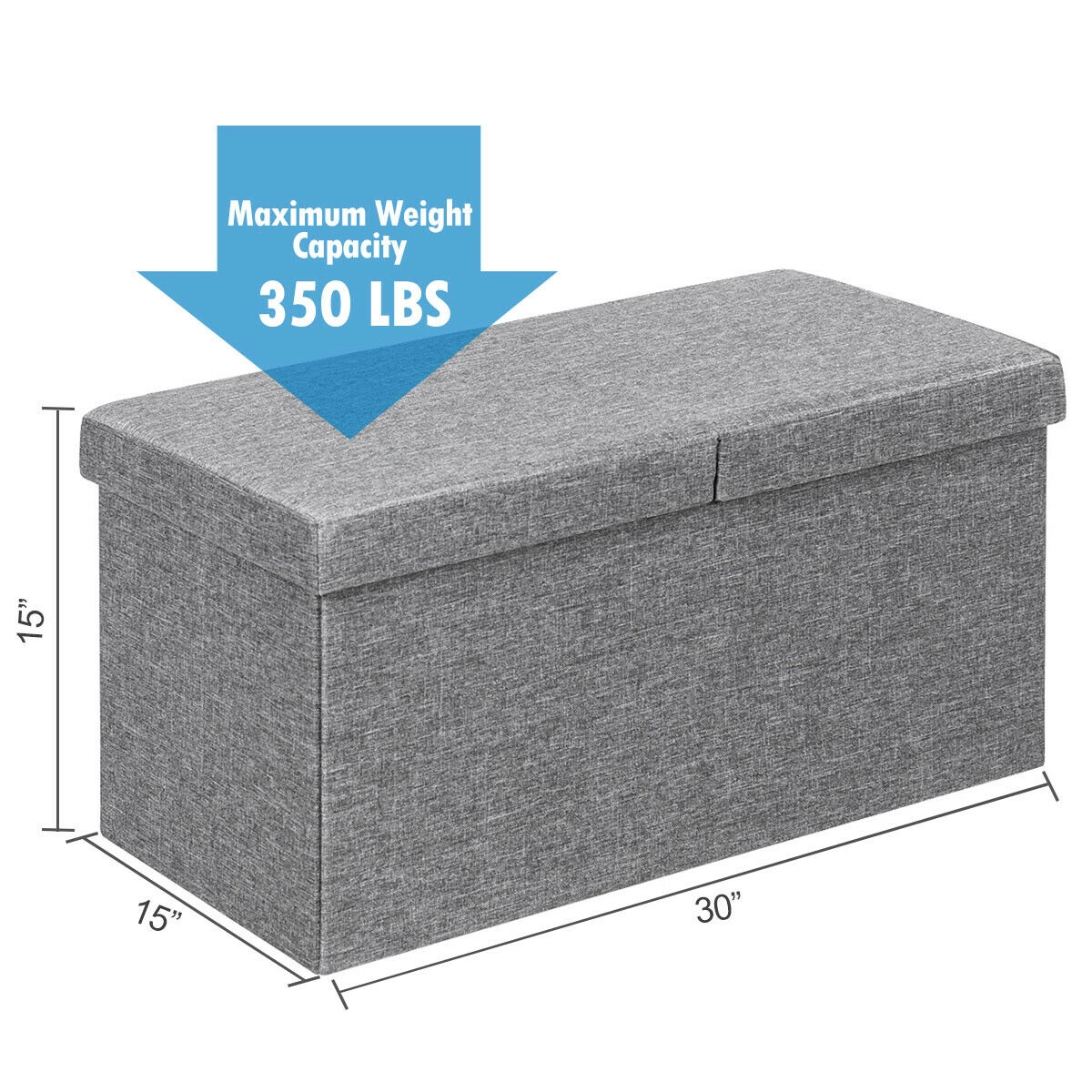 SlickBlue Upholstered Storage Ottoman Bench with Hidden Storage
