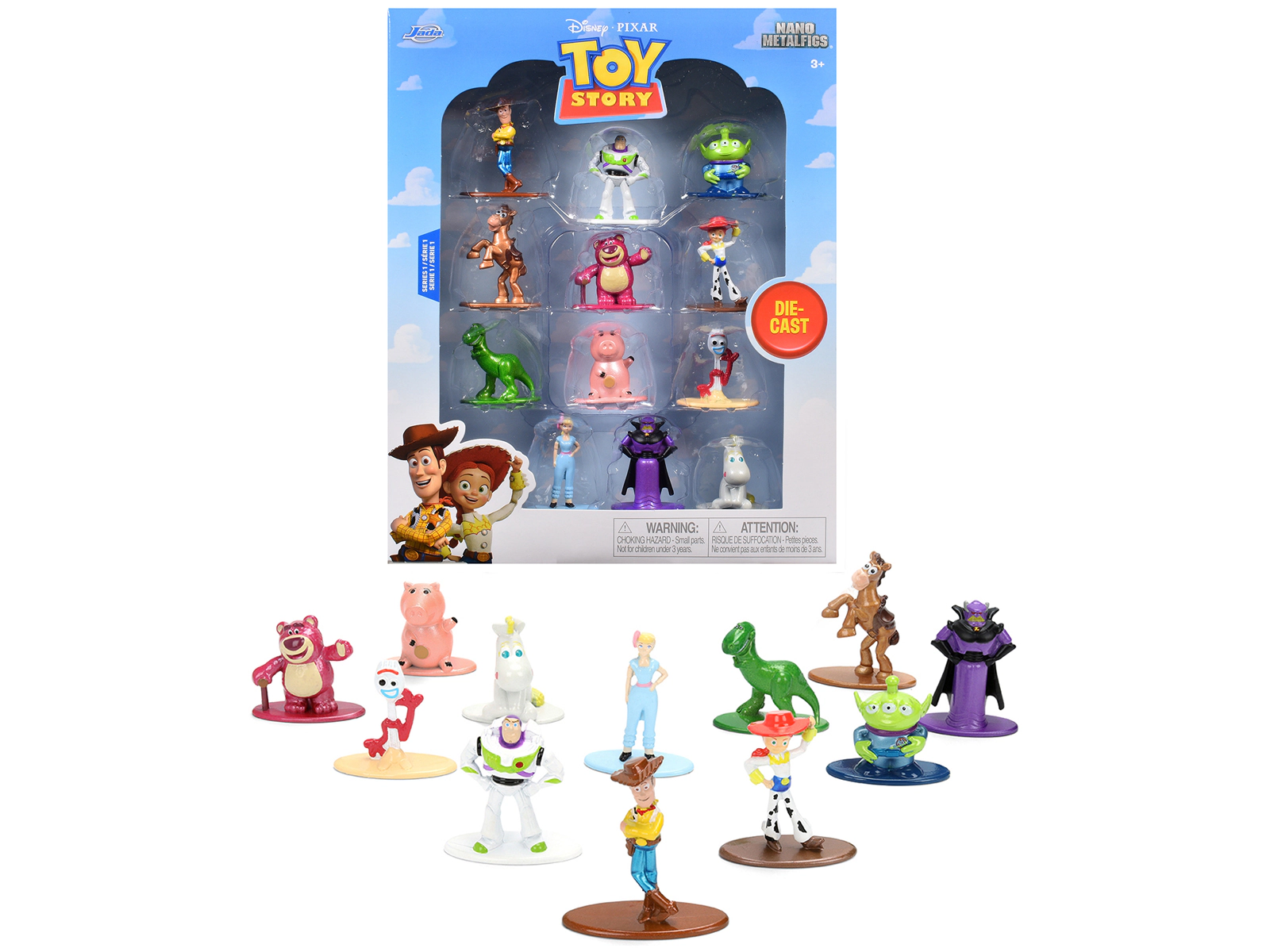 Jada Collectible Set Of 12 Diecast Figures "Toy Story" Movie Franchise "Nano Metalfigs" Series Diecast Models
