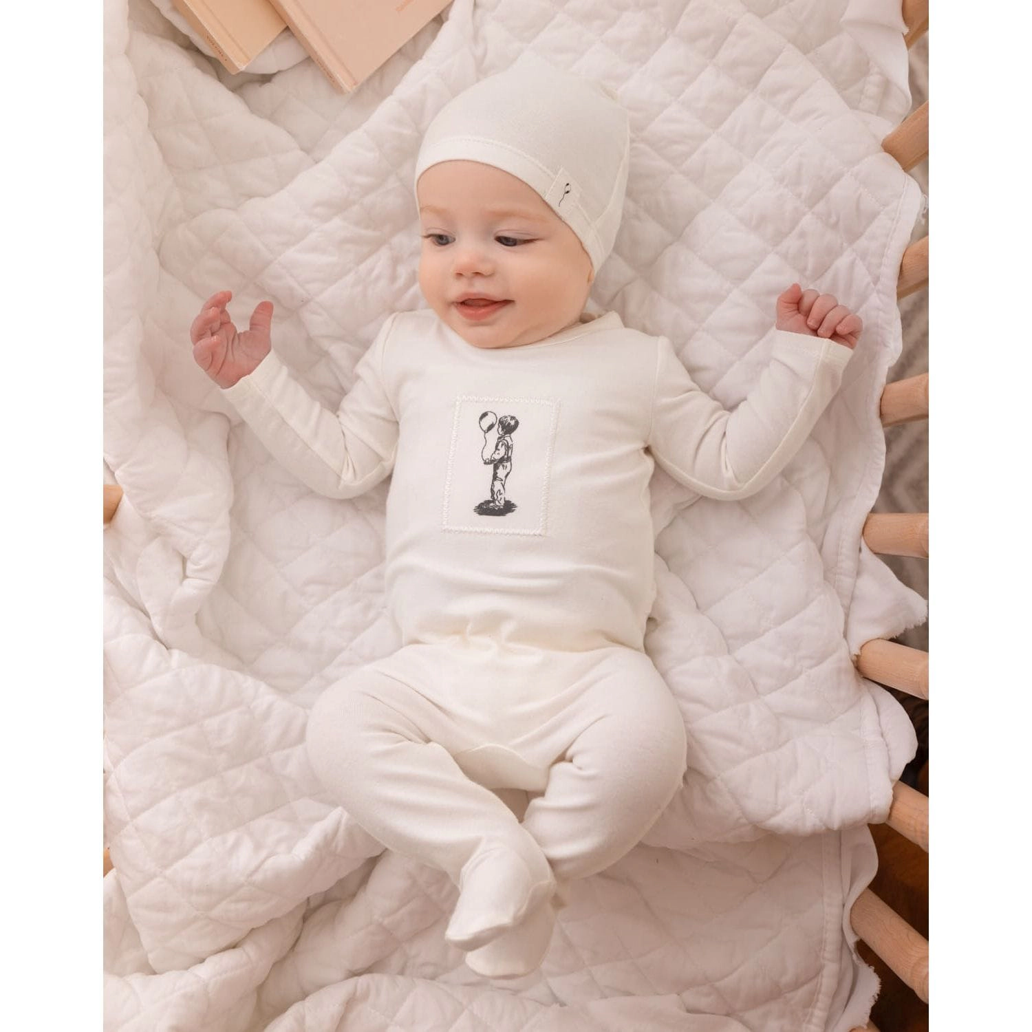 MeMoi 2 Piece Baby Boys "The Little Boy And His Balloon" Cotton Rich Footie Set