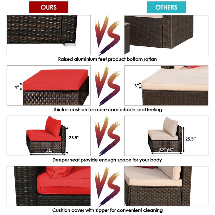 Hivvago 5 Pieces Outdoor Patio Rattan Furniture Set Sectional Conversation With Cushions