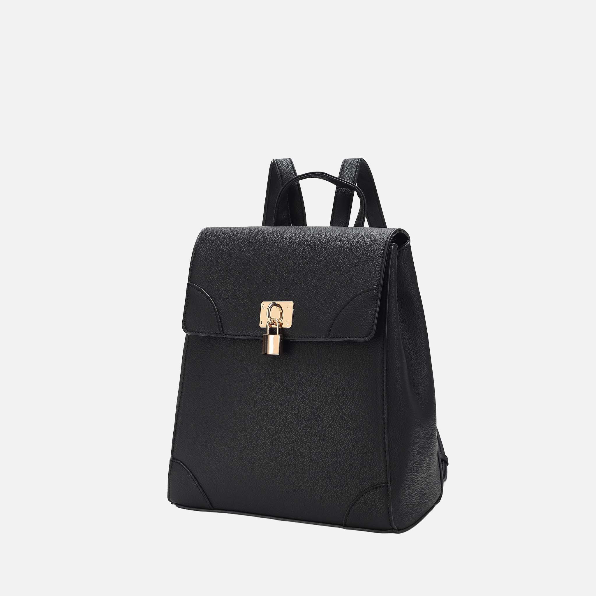 Mia K Collection Sansa Vegan Leather Backpack Purse, Gold Hardware
