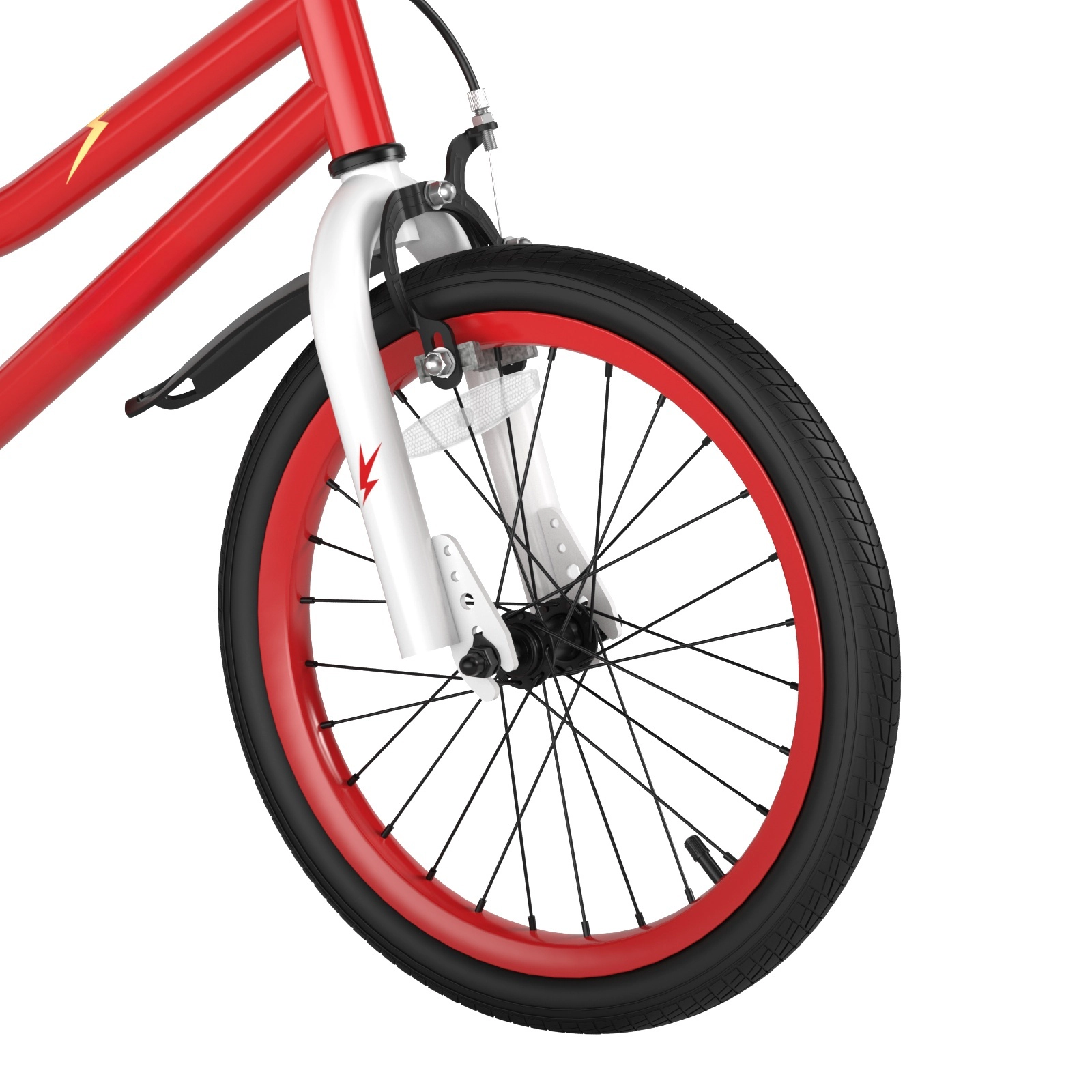 SUGIFT 18-in 99-lb Capacity Red Kids Bike with Removable Training Wheels Chain Guard and Storage Basket
