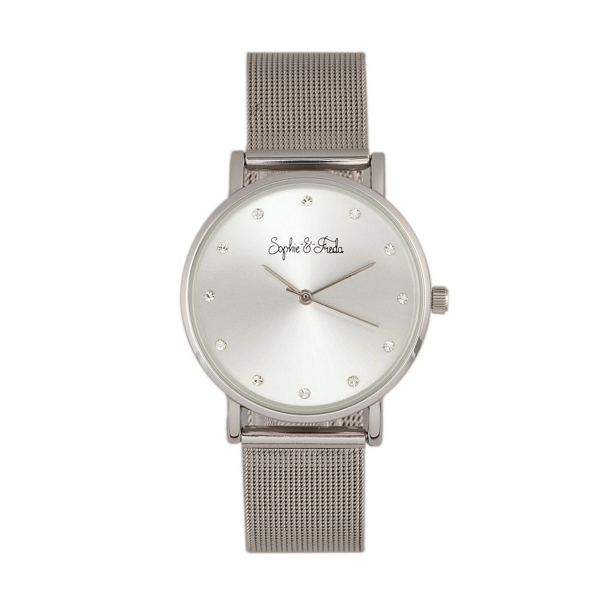 Sophie & Freda Savannah Mesh Bracelet Watch w/Swarovski Crystals