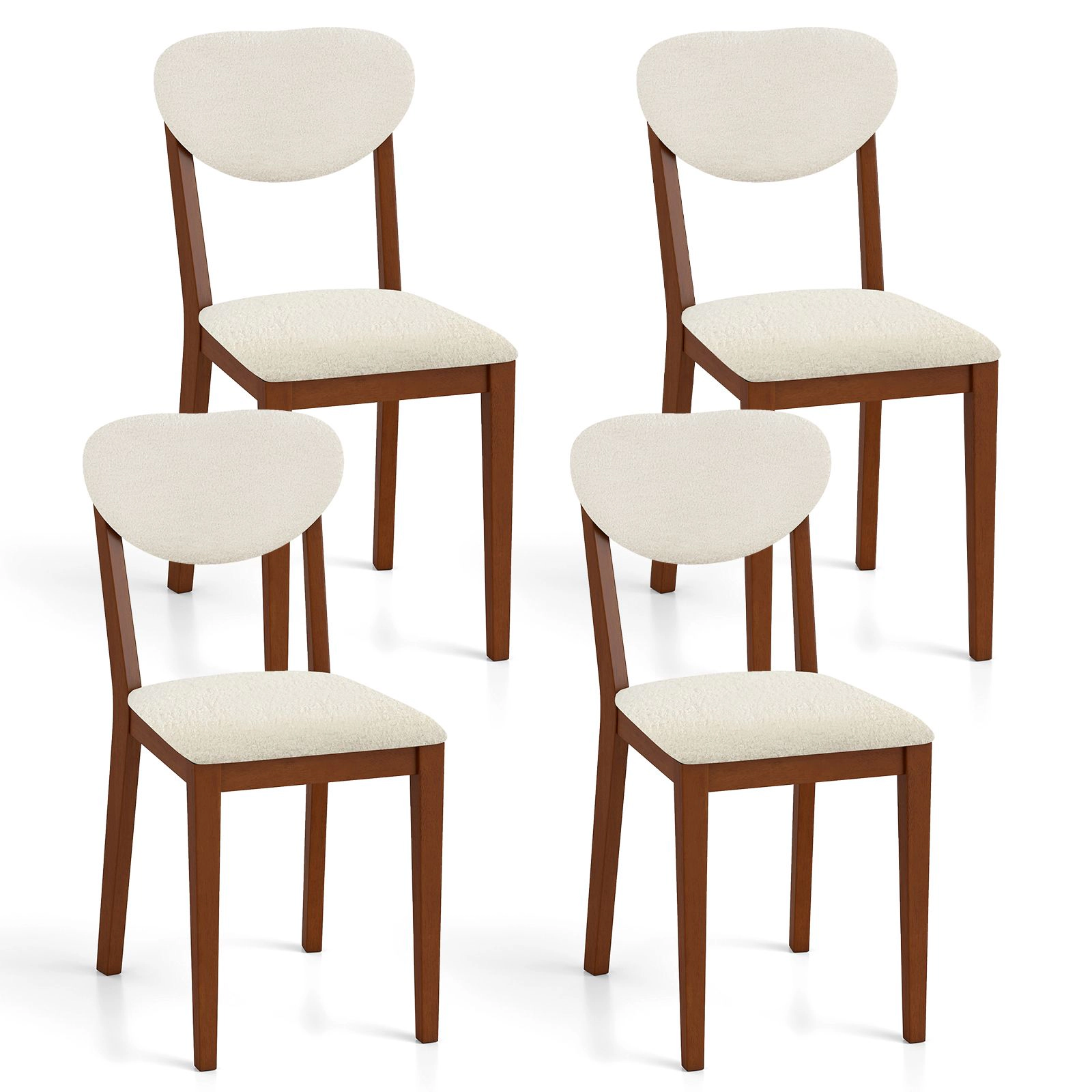 SlickBlue Sherpa Upholstered Dining Chairs Set of 4 with Wood Legs