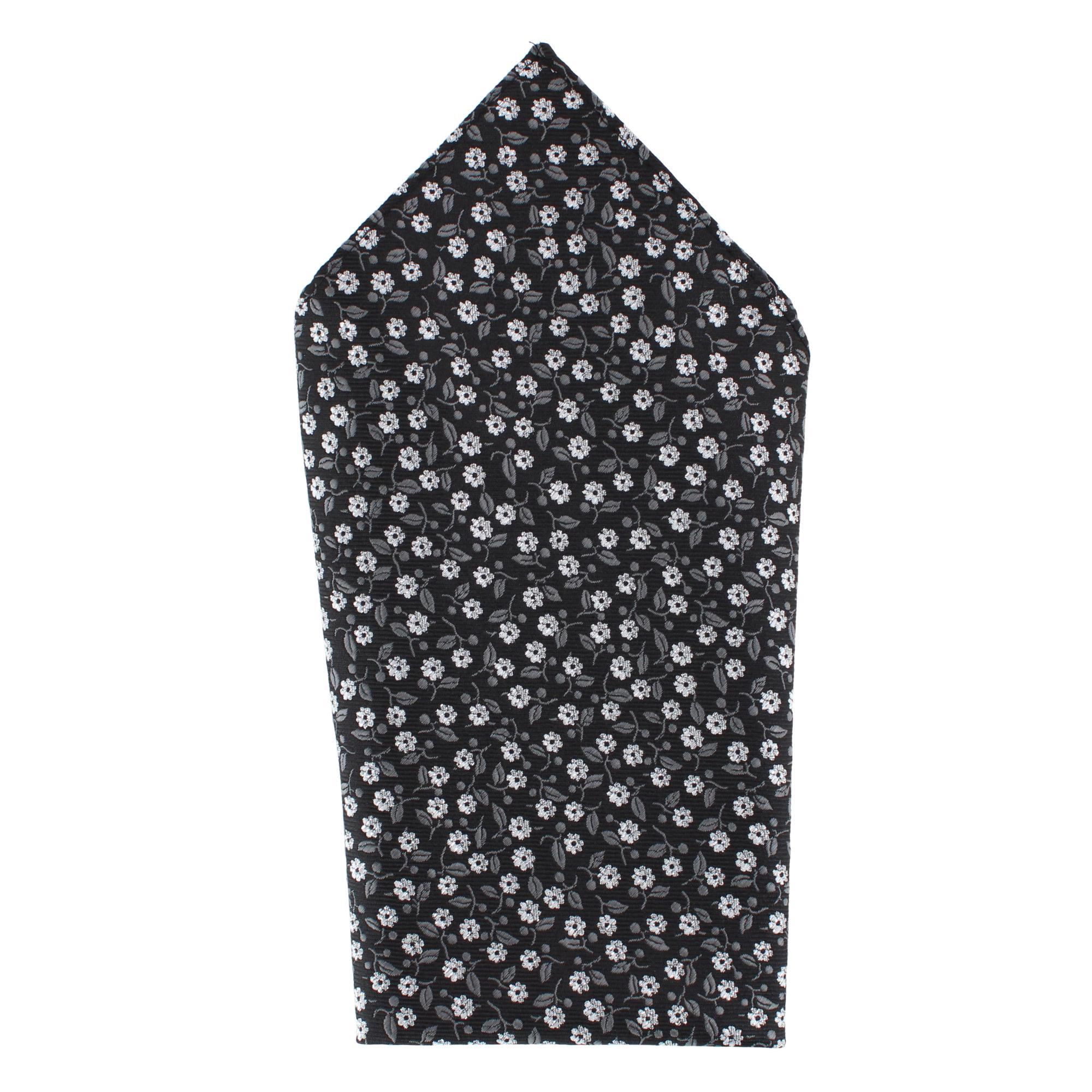 Essentials by Trafalgar Solid Necktie and Metallic Floral Pocket Square Set