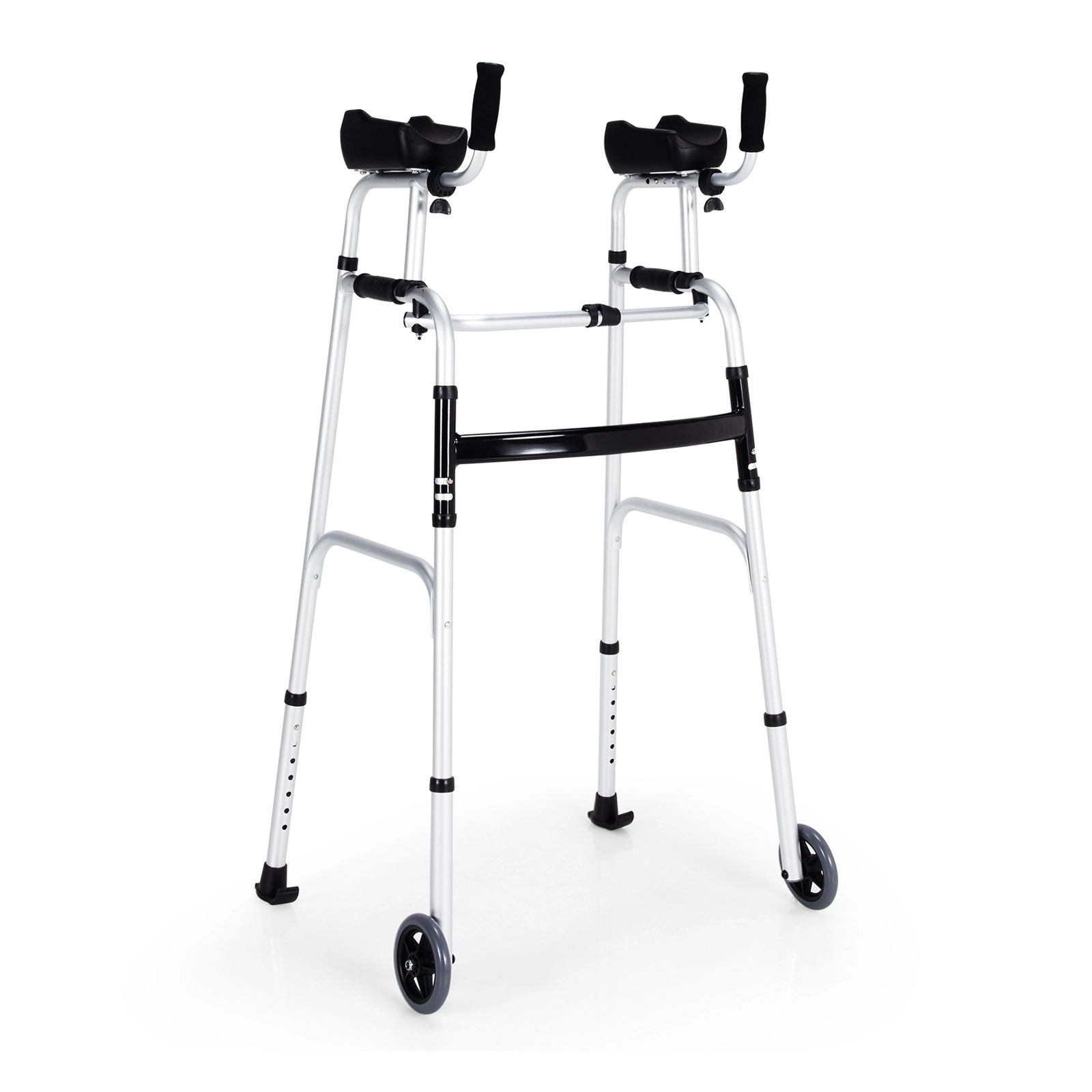 SUGIFT Silver Folding Walker with Adjustable Armrest Support 23.5-in W 21.5-in D 47.5-in H 440-lb User Capacity