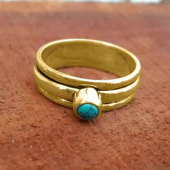Wardrobe Whimsy Womens Turquoise Spinner Ring Boho Multi Band Fidget Stress Relief Ring