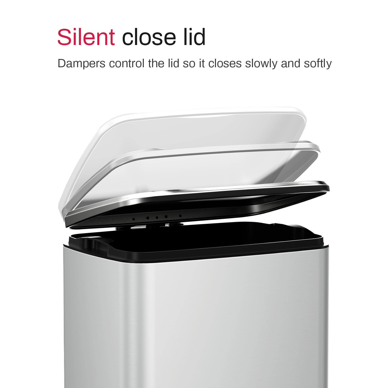 Innovaze 8 Gal./30 Liter Rectangular Stainless Steel step-on Trash Can for Kitchen