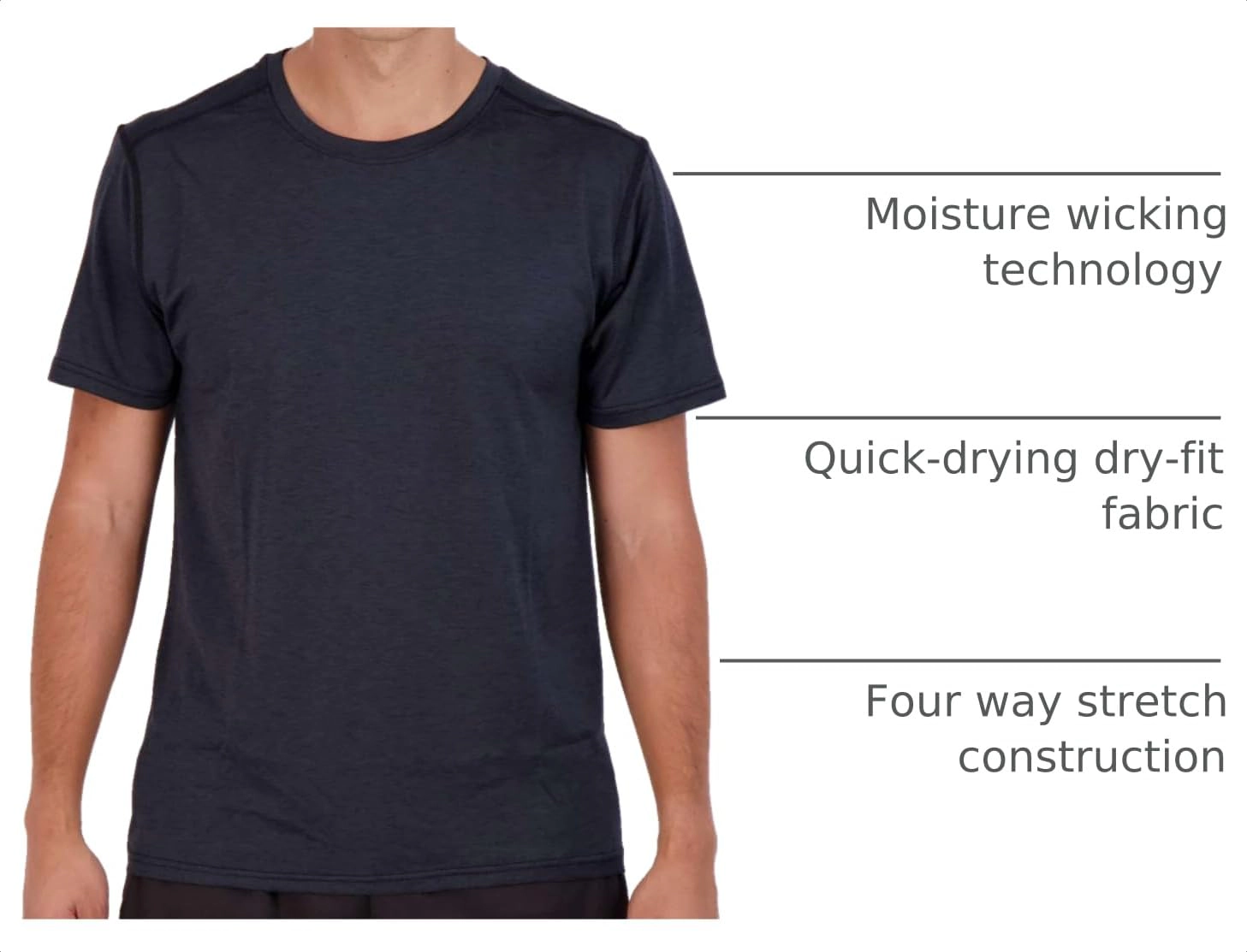 PIGFDK 5 Pack Men's Dry Fit Workout Crew Neck Athletic Gym Running Tees