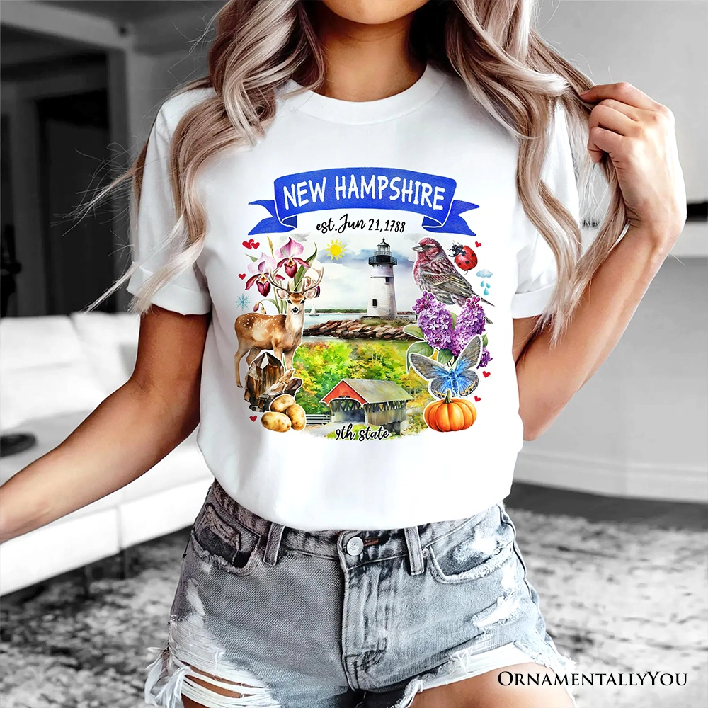 OrnamentallyYou Unisex Artistic New Hampshire State Themes And Landmarks T-Shirt