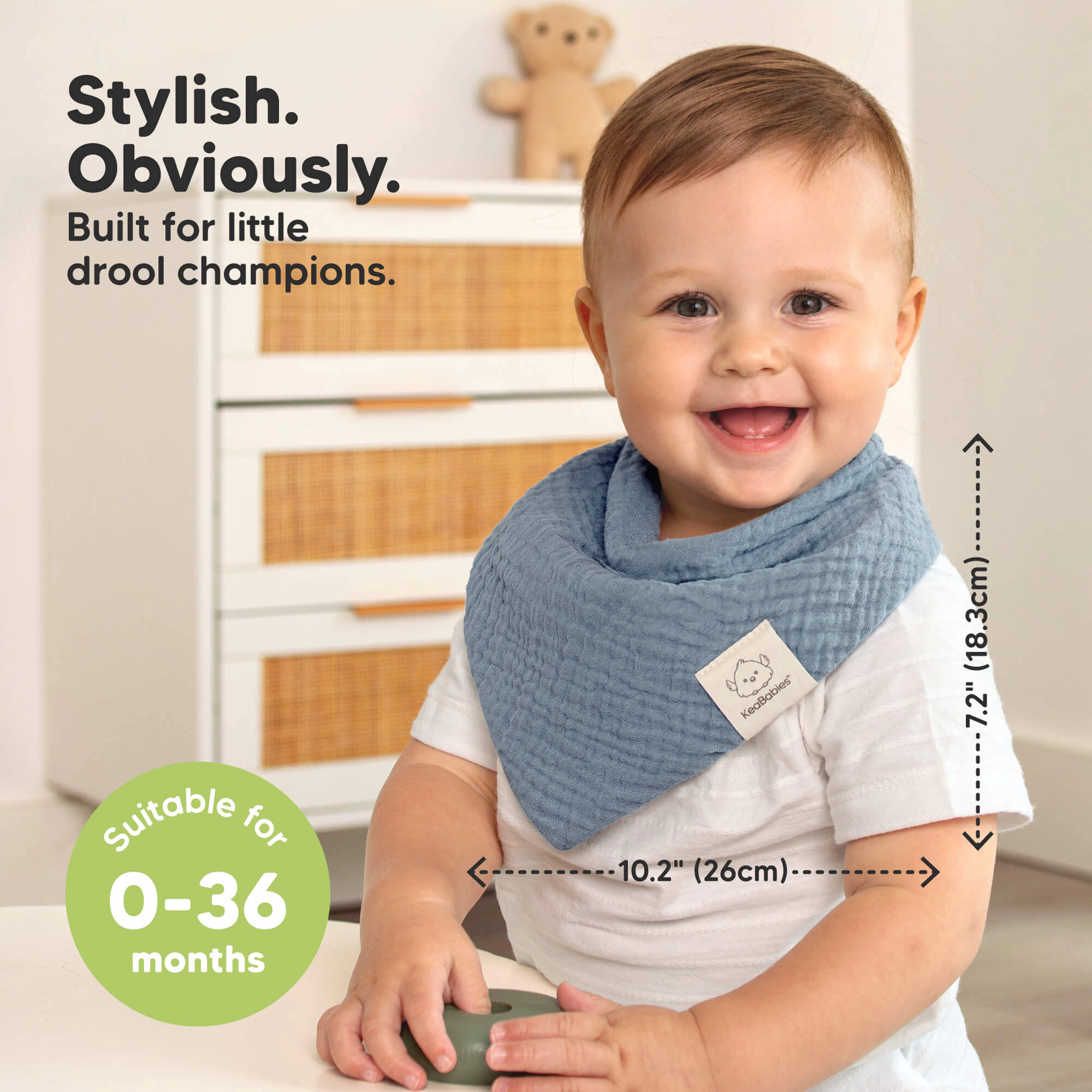 KeaBabies 10pk Lyra Muslin Bandana Baby Bibs, 100% Cotton, Soft, Absorbent, 0-36M