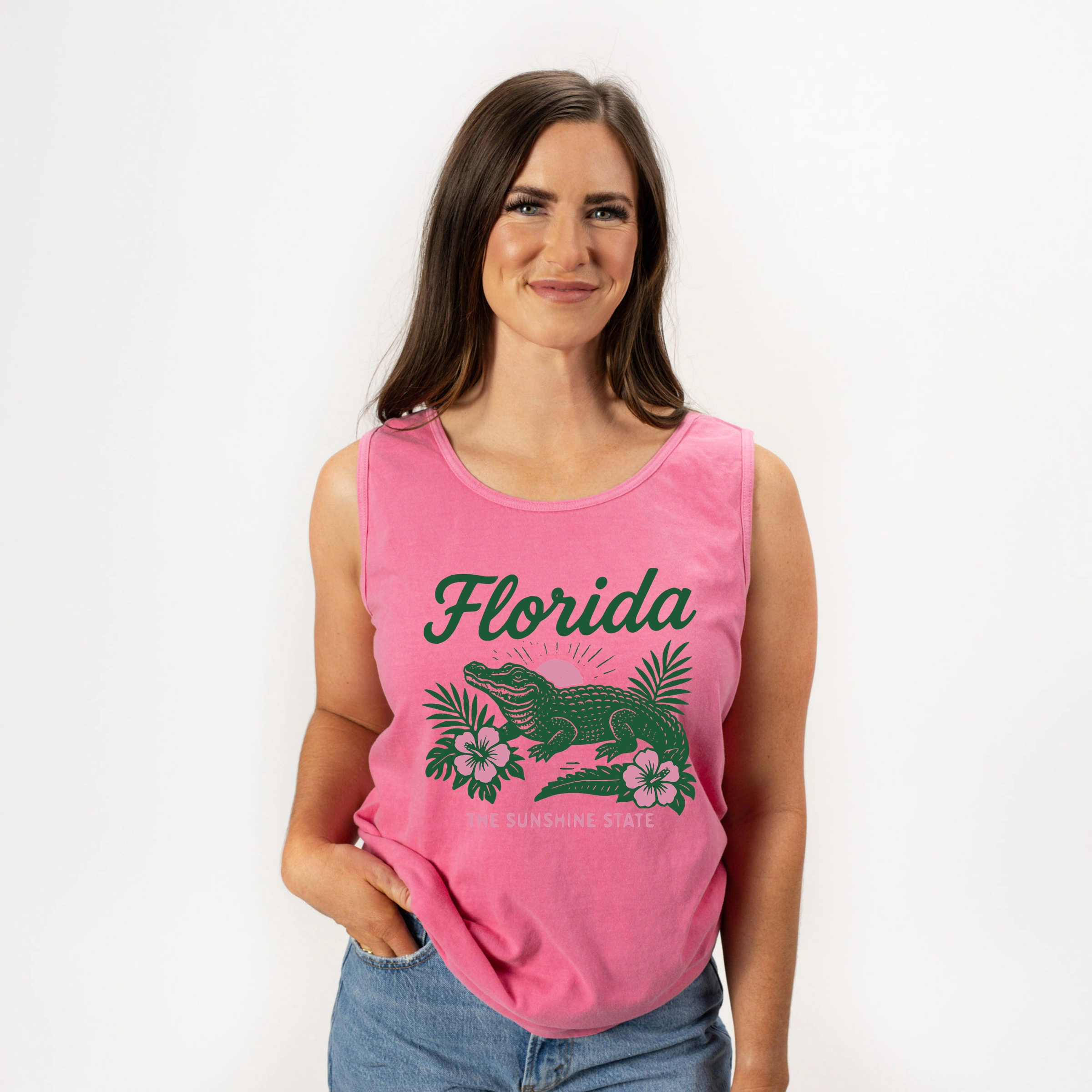 Simply Sage Market - Florida Alligator - Women's Garment Dyed Graphic Tank Top