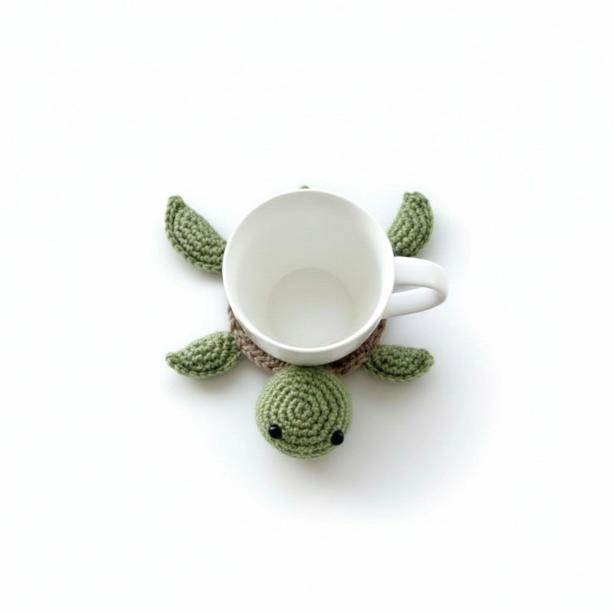 Alilang Unisex Handcrafted Crochet Turtle Coaster with Knit Animal Design
