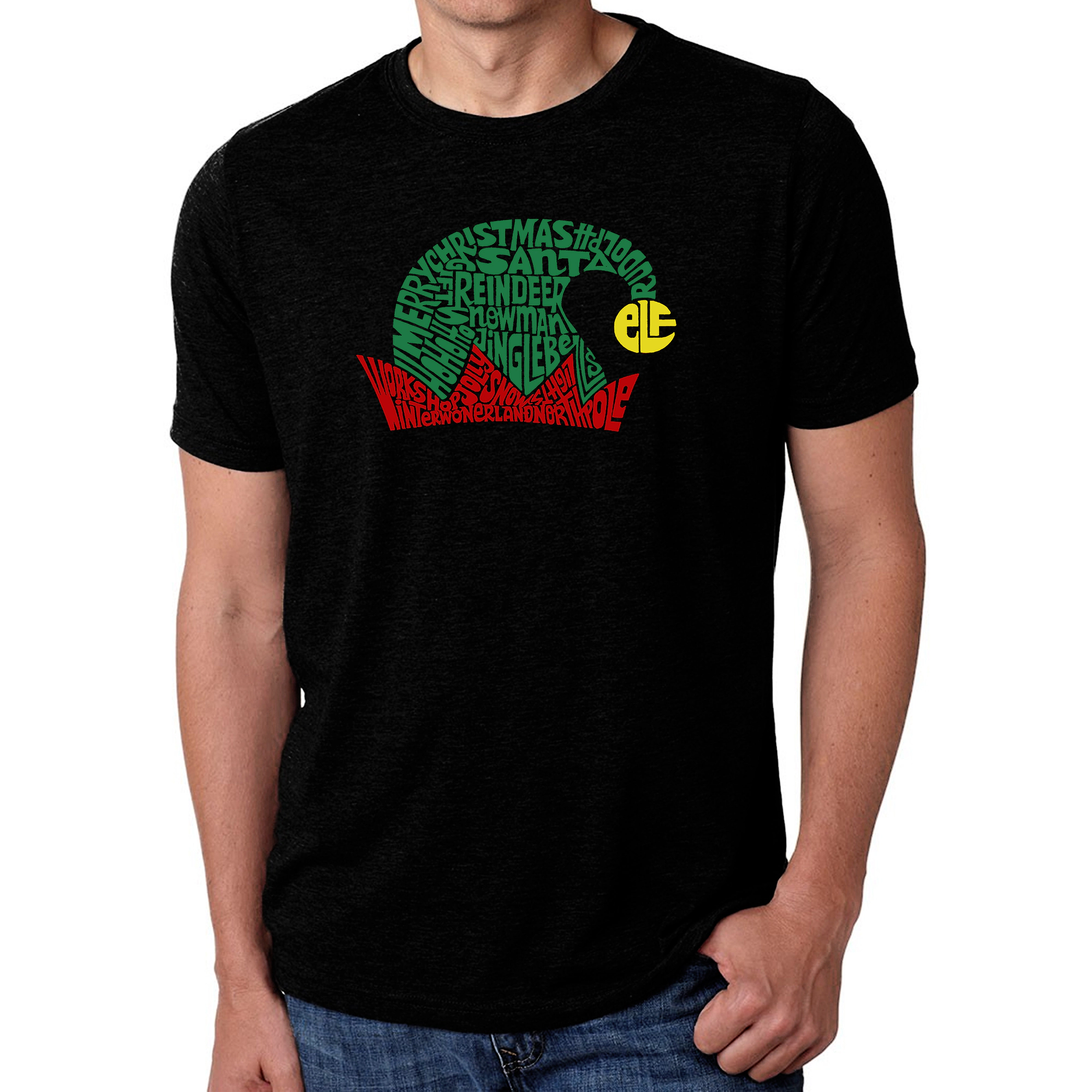 LOS ANGELES POP Art Men's Cotton/Poly Word T-Shirt - Christmas Elf Hat