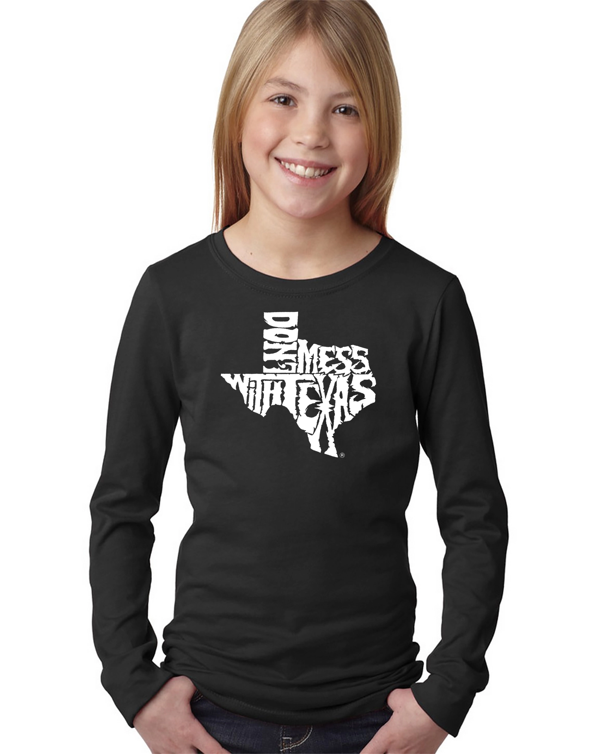 LA Pop Art Girls Long Sleeve Word Art T-Shirt - DONT MESS WITH TEXAS