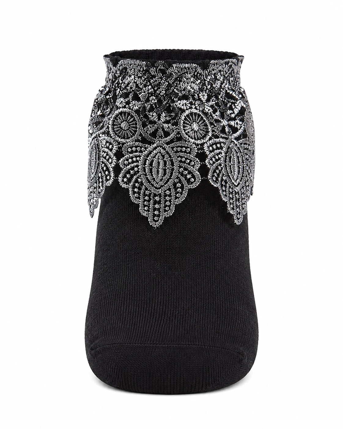 Memoi Metallic Leaf Girls Cotton Blend Anklet Socks