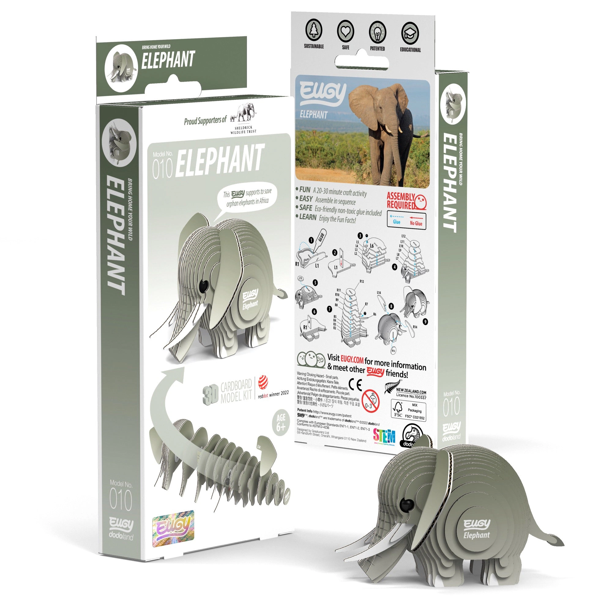 EUGY Elephant 3D Puzzle - contains 28 puzzle pieces