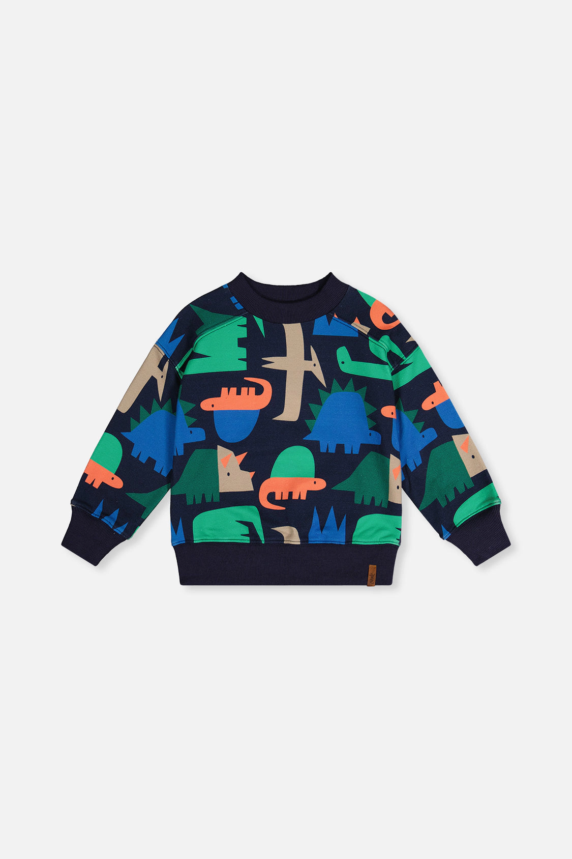 Deux par Boys Fleece Crewneck Dinosaur Print Sweatshirt