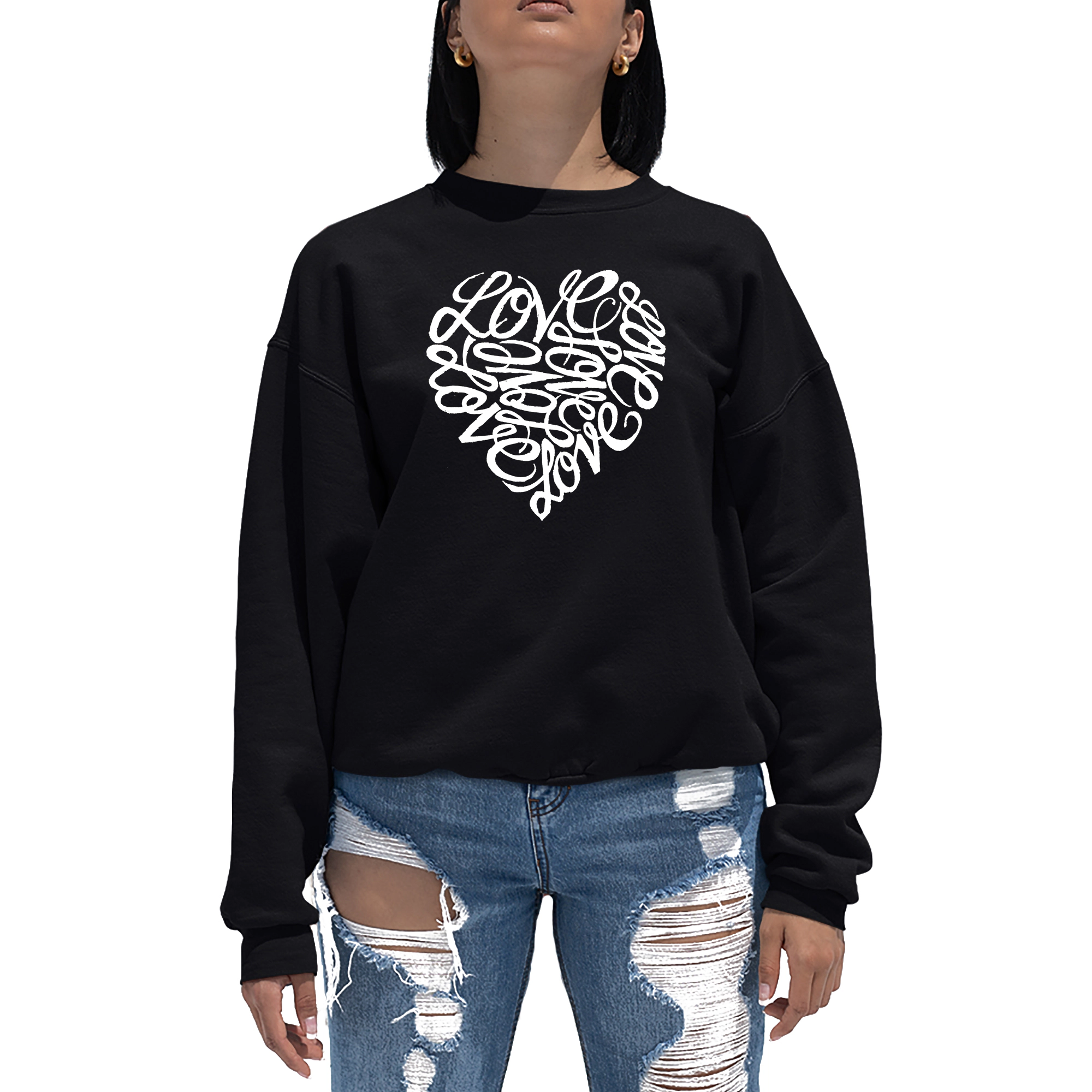 LA Pop Art Love Heart - Women's Word Crewneck Sweatshirt