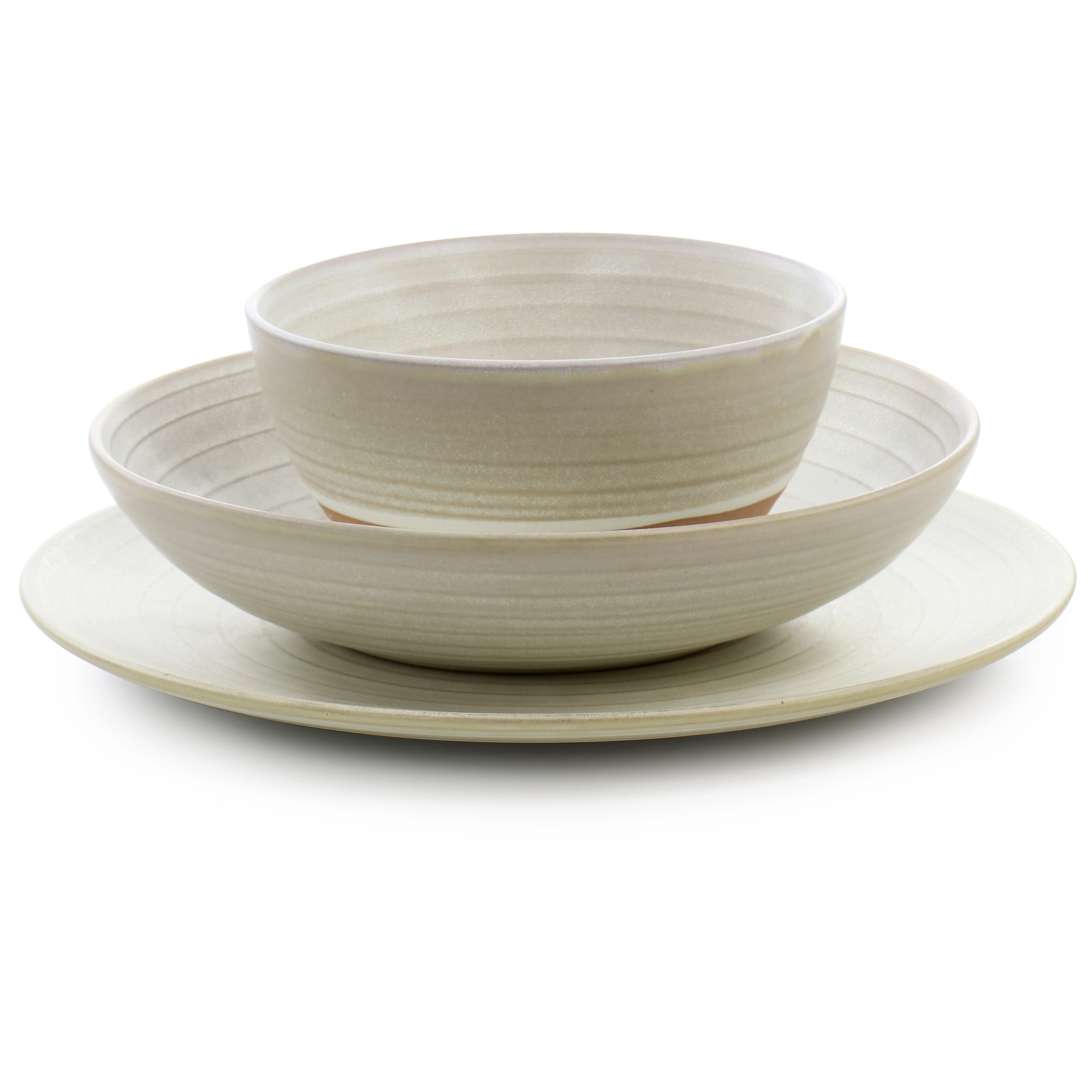 Gibson Elite 12 Piece Dreamweaver Round Earthenware Dinnerware Set in Matte White