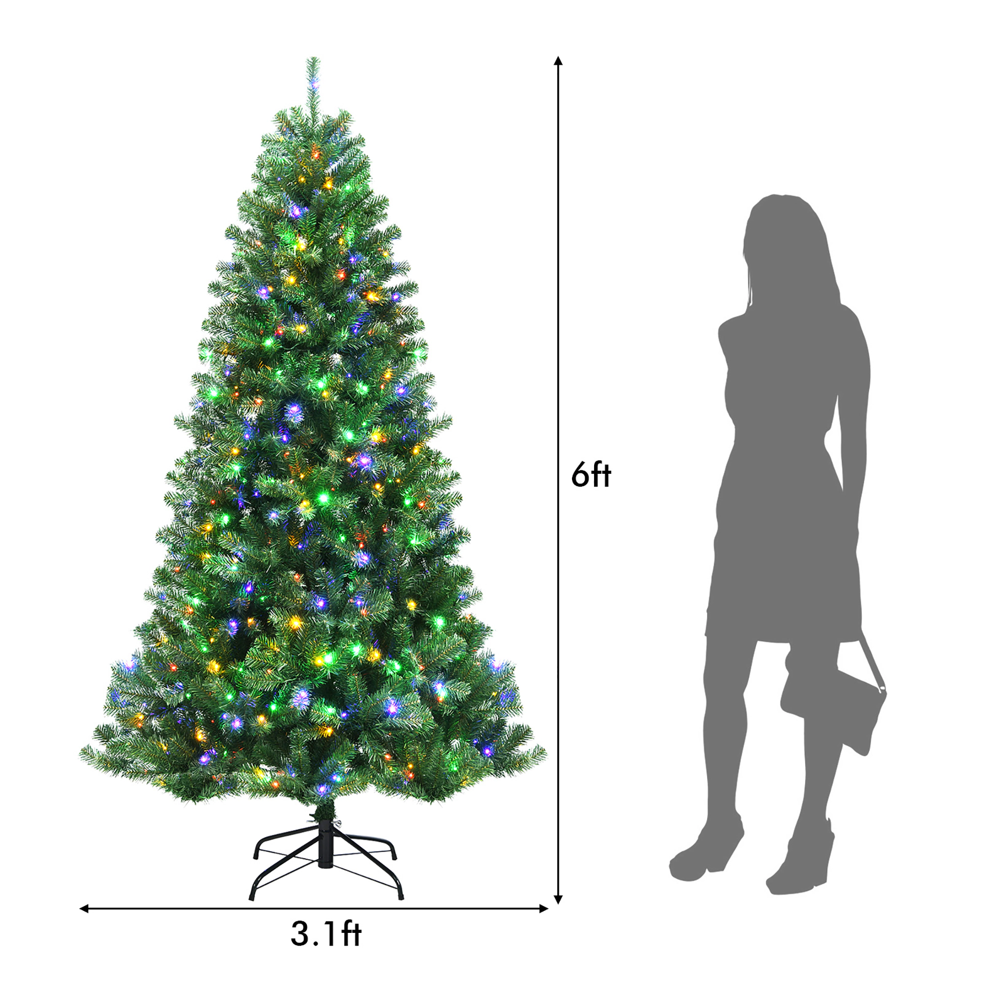 Costway 6/7/8ft Pre-lit Hinged Christmas Tree w/ Remote Control & 9 Lighting Modes