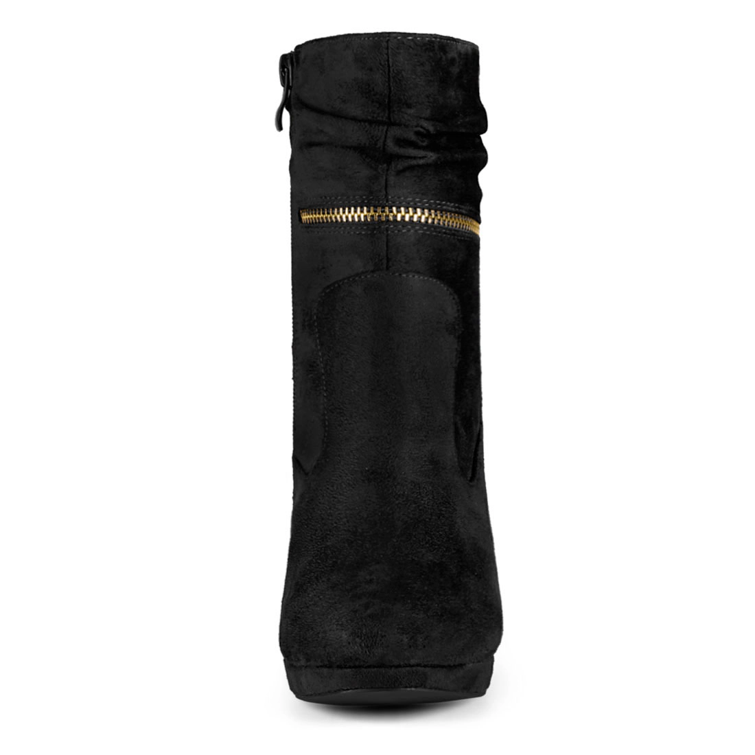 BLISSFUL STEP Women's Ankle Zip Platform High Heel Mid Calf Boots