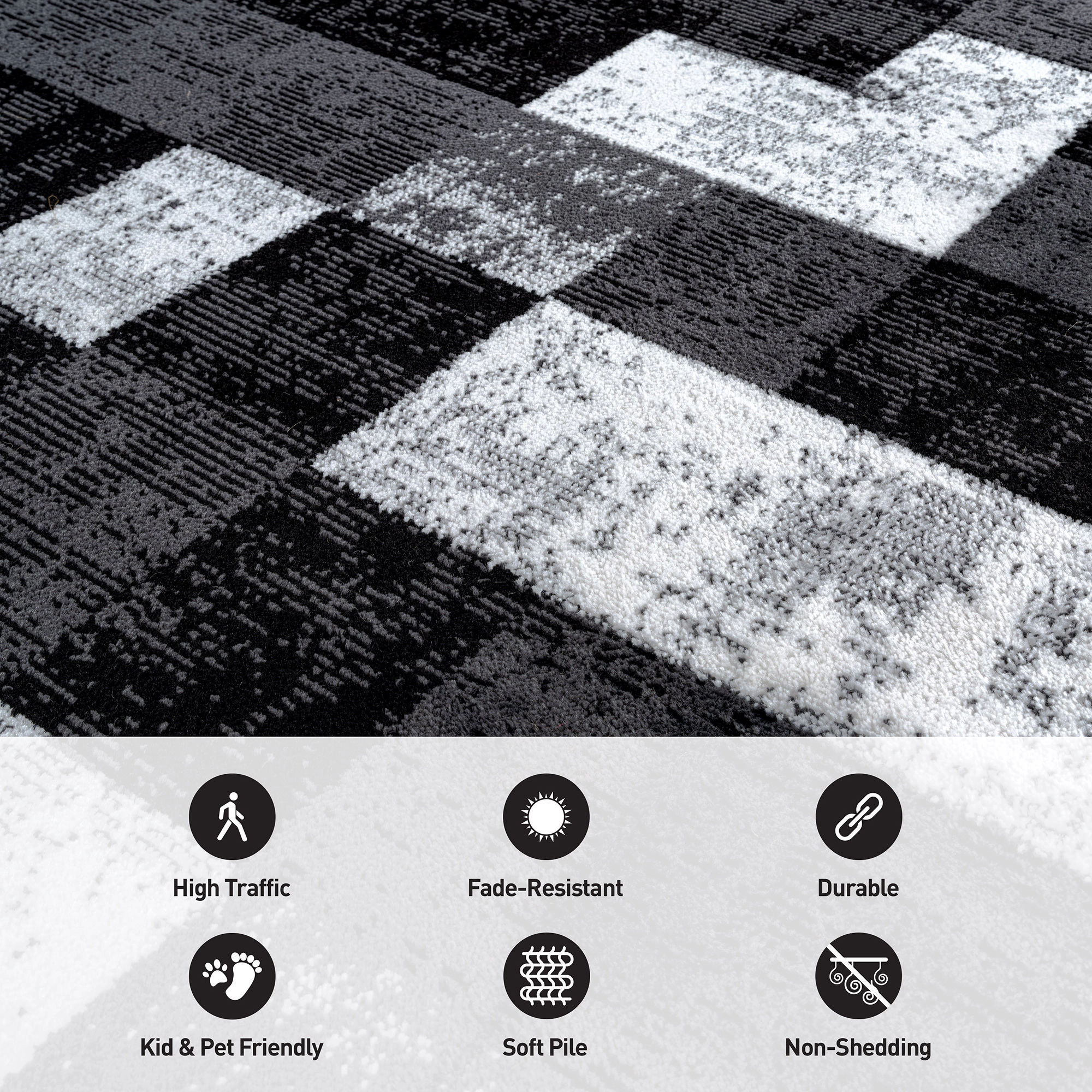 World Rug Gallery Modern Abstract Grid Indoor Area Rug
