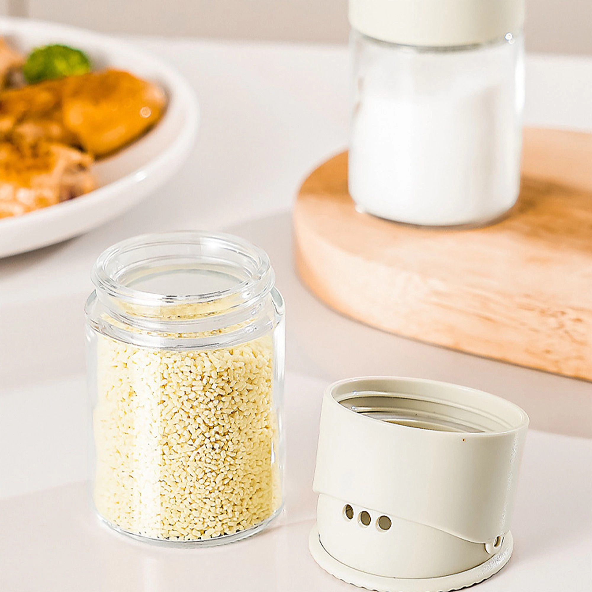 Alilang Women 2-Piece Glass Spice Jar Set with Adjustable Shaker Lids